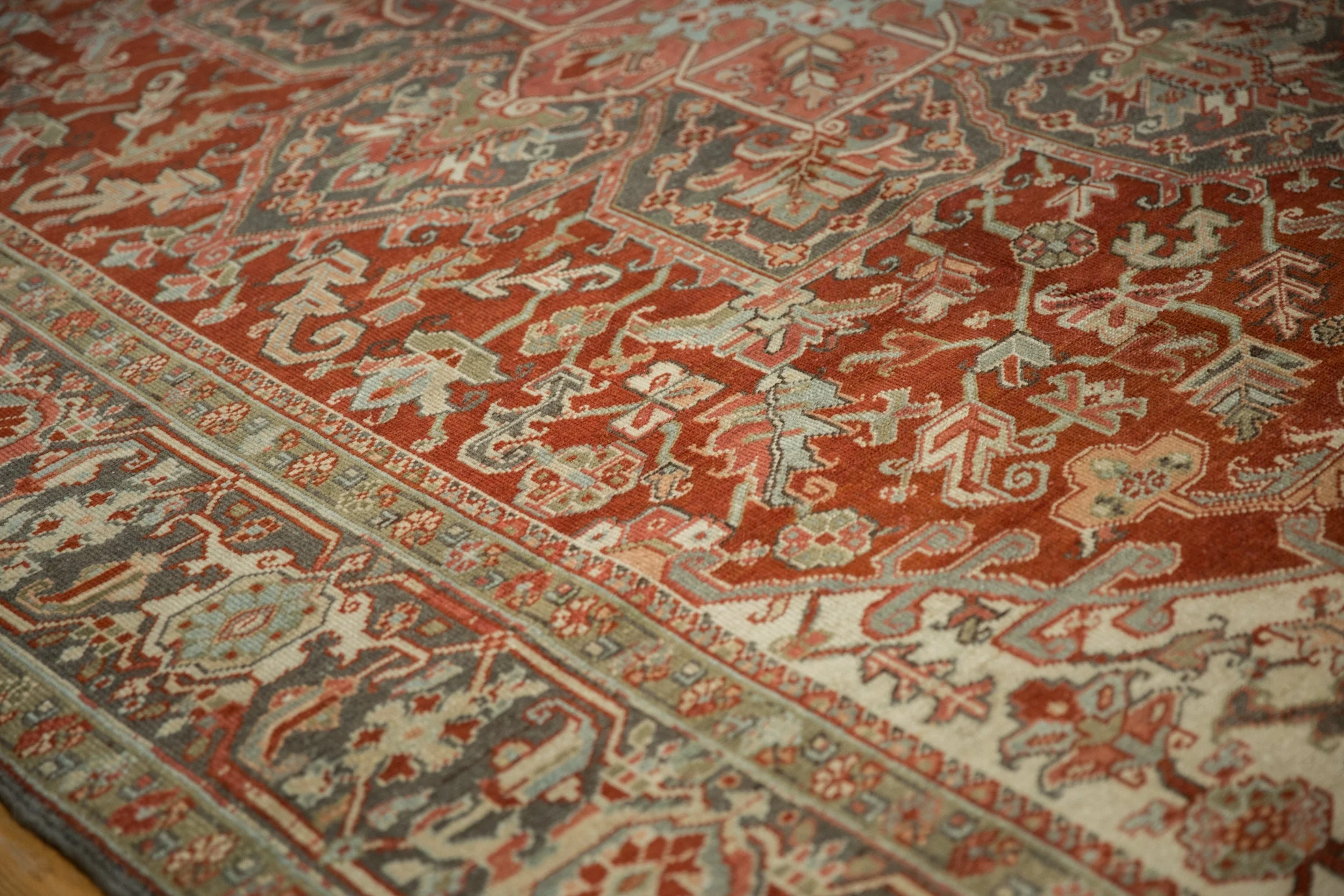 8.5x11.5 Vintage Distressed Heriz Carpet - Image 5