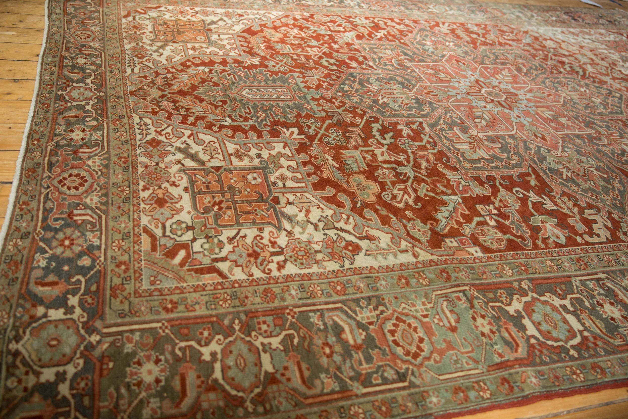 8.5x11.5 Vintage Distressed Heriz Carpet - Image 6