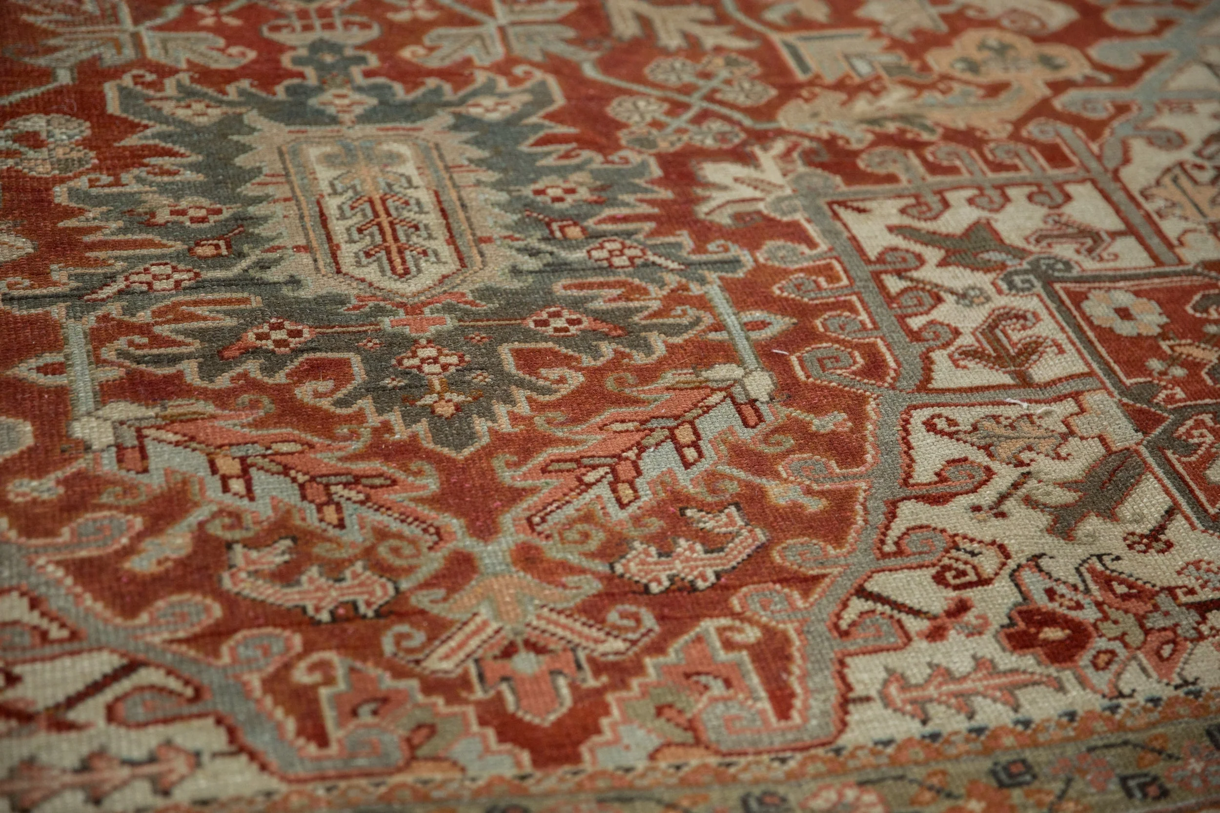 8.5x11.5 Vintage Distressed Heriz Carpet - Image 9