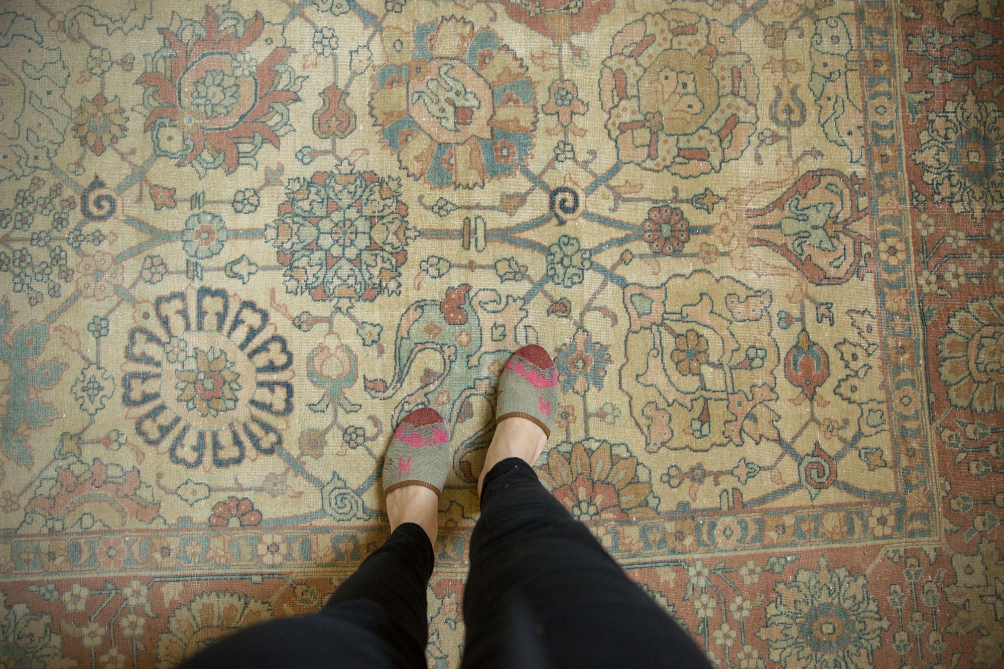 8.5x11.5 Vintage Distressed Tabriz Carpet - Image 2