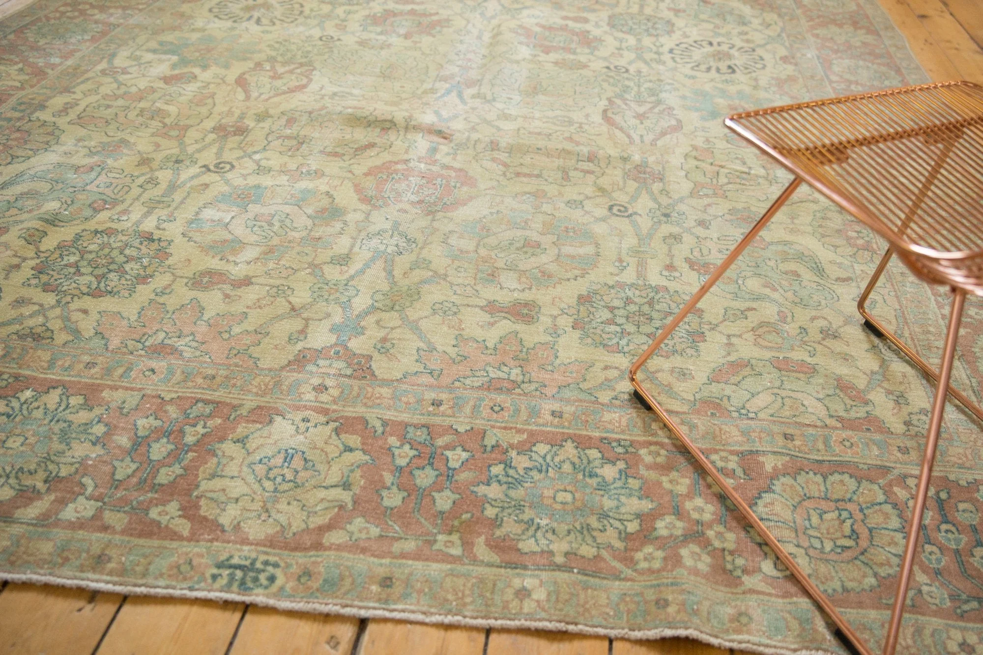 8.5x11.5 Vintage Distressed Tabriz Carpet - Image 3