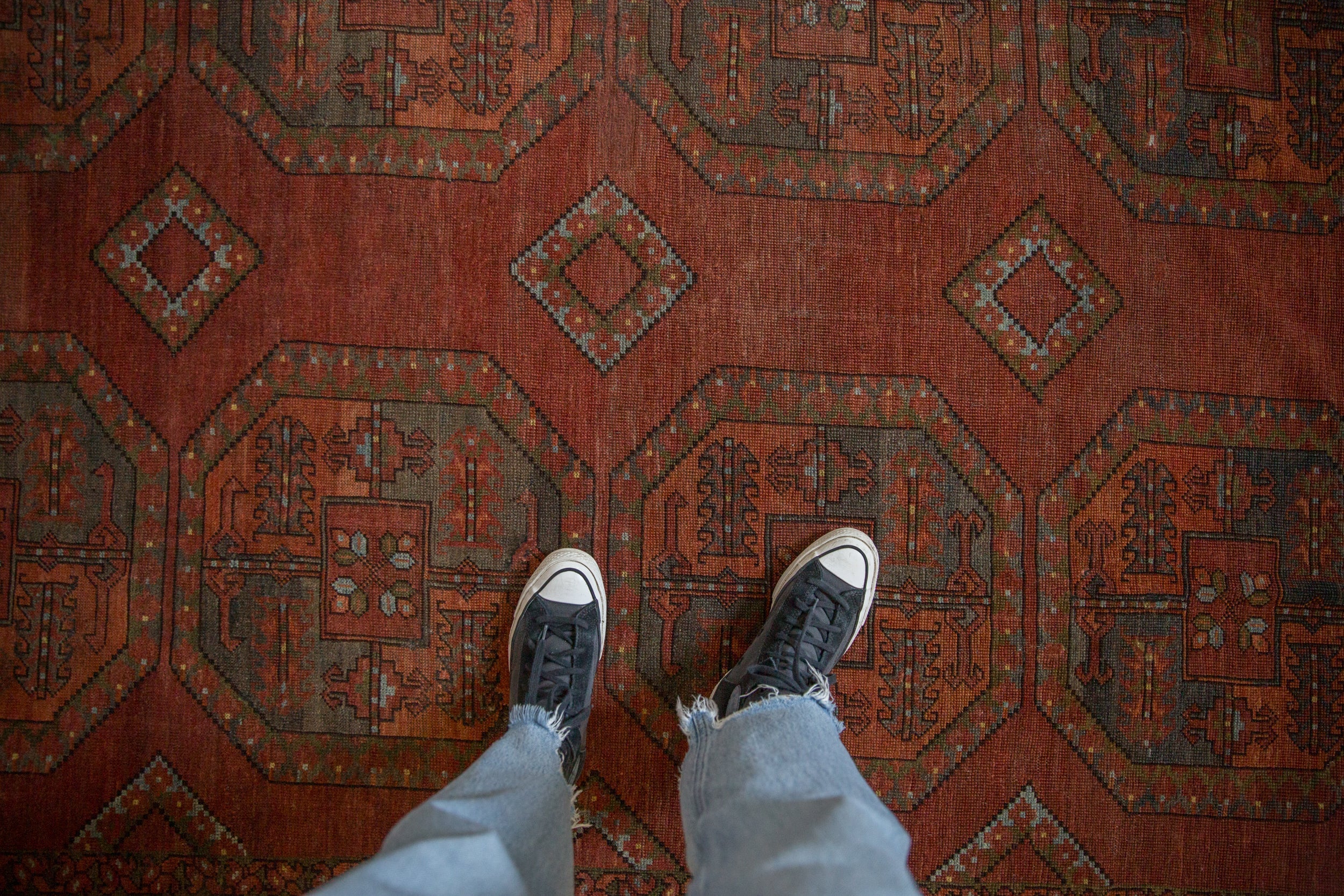 8.5x11 Vintage Distressed Ersari Carpet - Image 2