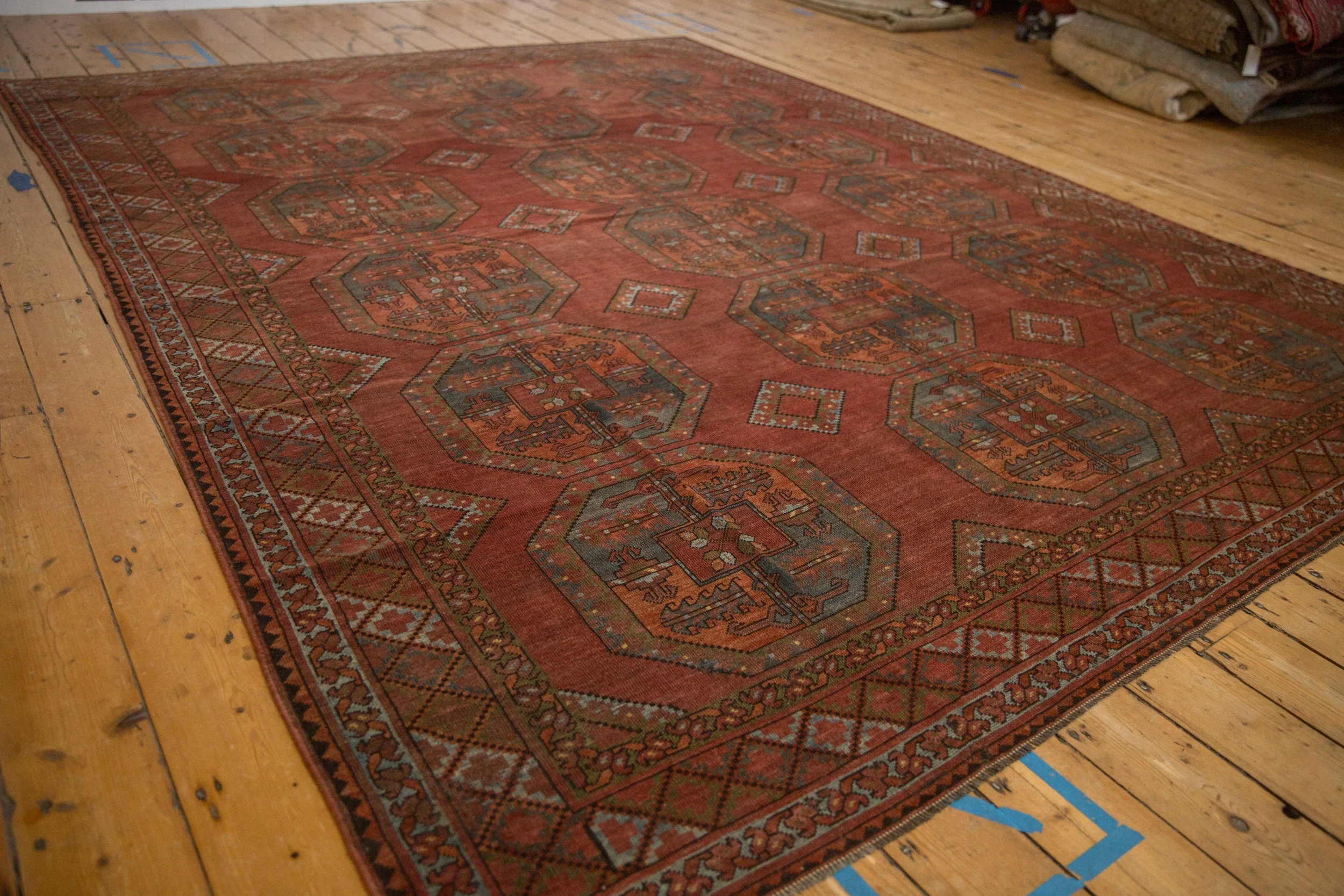 8.5x11 Vintage Distressed Ersari Carpet - Image 4