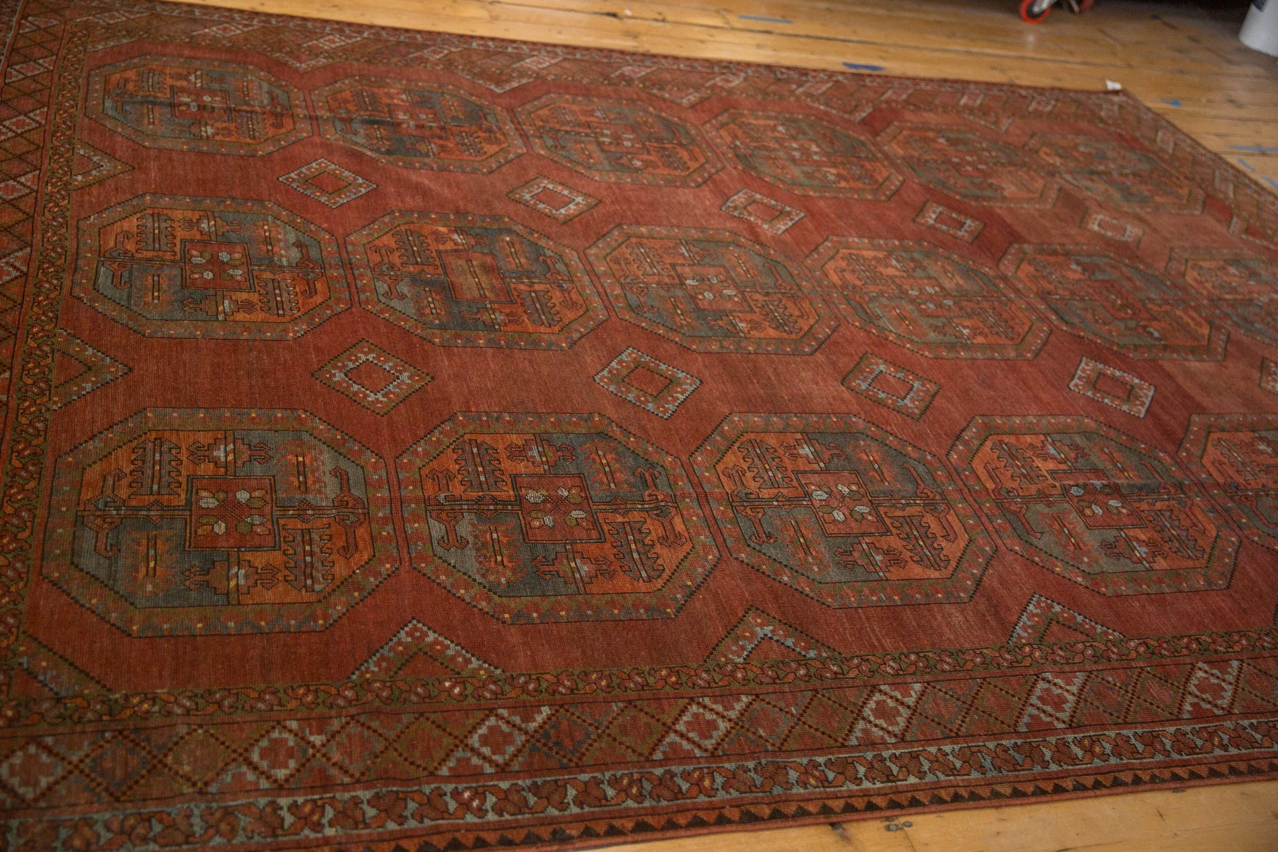 8.5x11 Vintage Distressed Ersari Carpet - Image 6