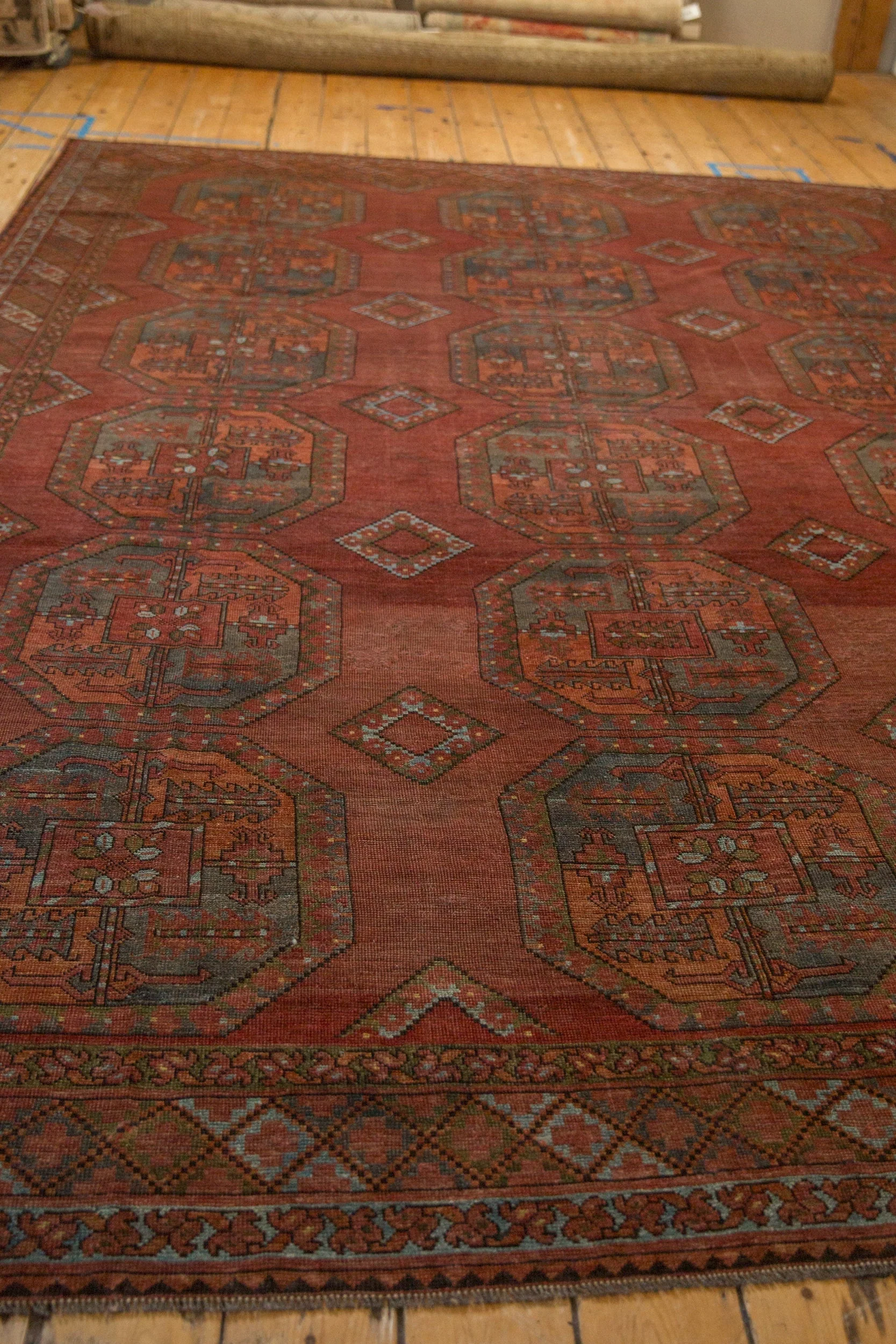 8.5x11 Vintage Distressed Ersari Carpet - Image 7