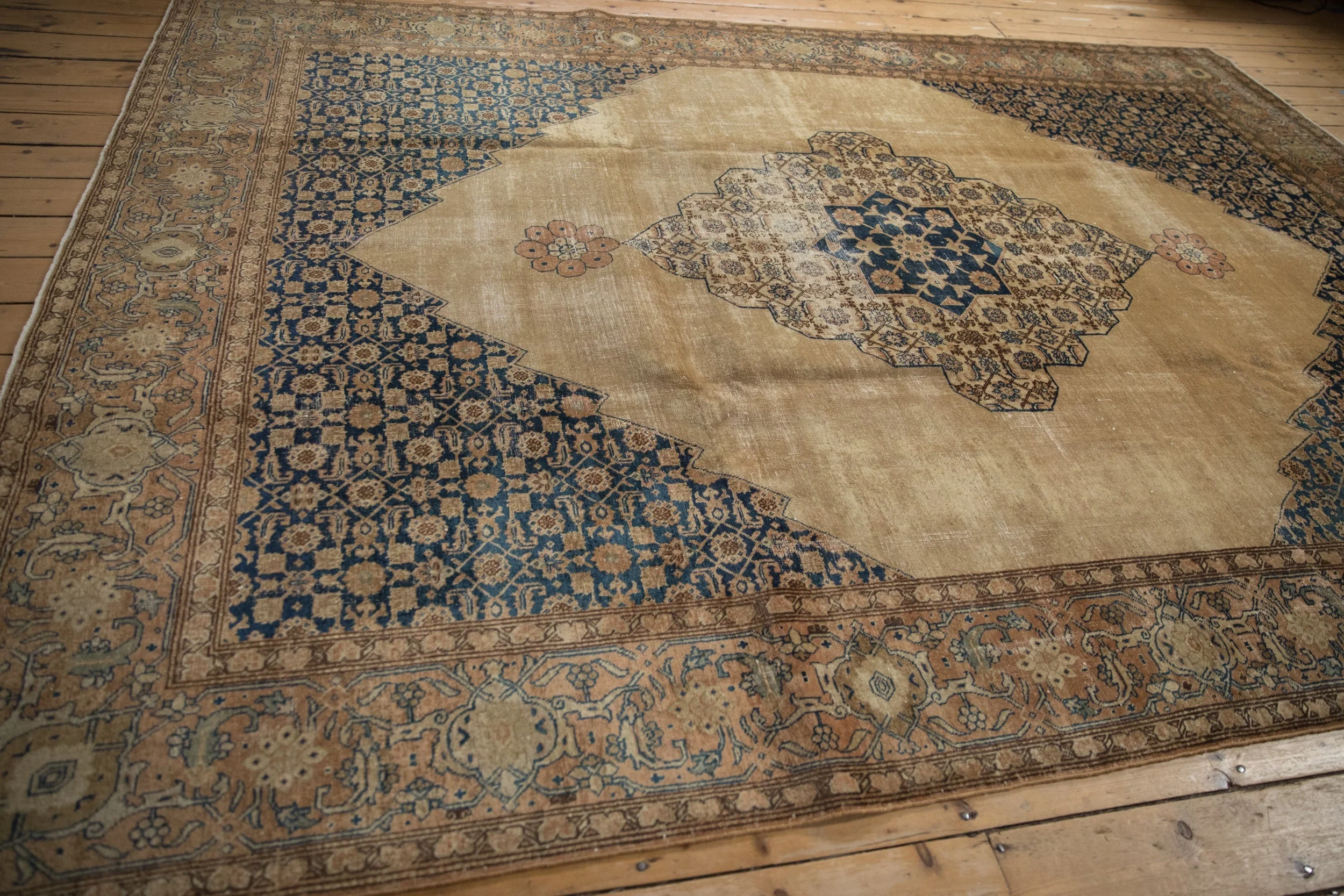8.5x11 Vintage Distressed Tabriz Carpet - Image 10