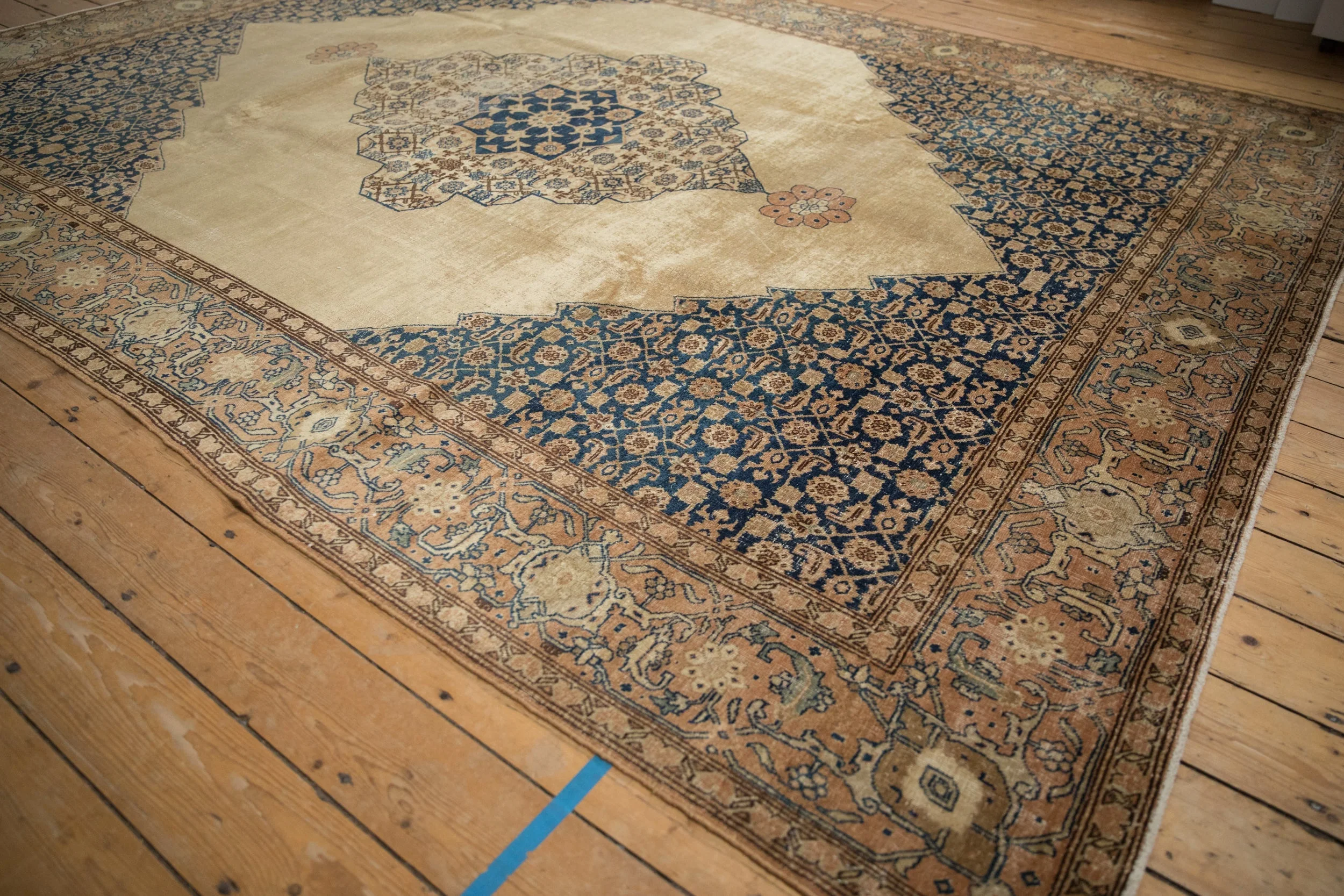 8.5x11 Vintage Distressed Tabriz Carpet - Image 4