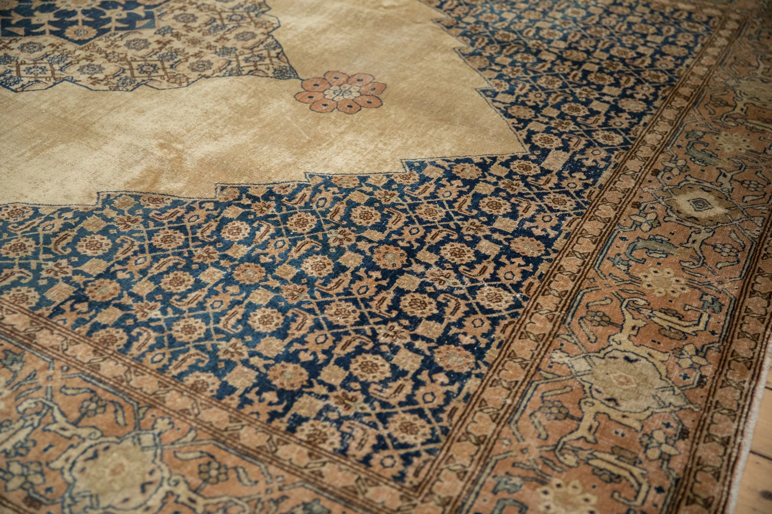 8.5x11 Vintage Distressed Tabriz Carpet - Image 5