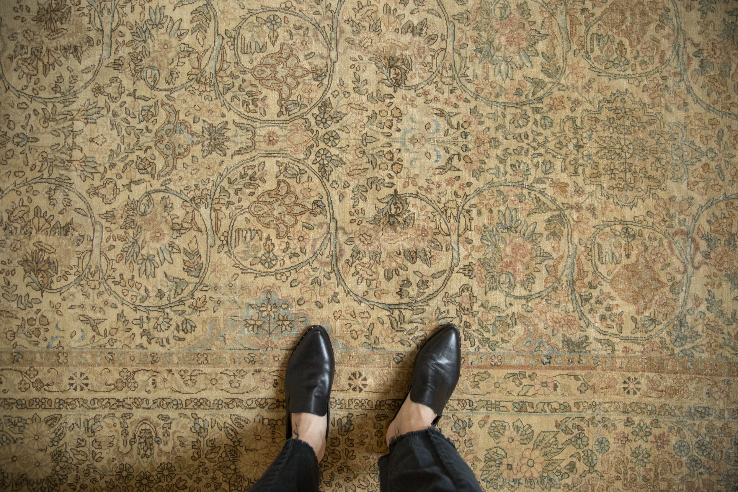 8.5x12.5 Vintage Distressed Kerman Carpet - Image 2