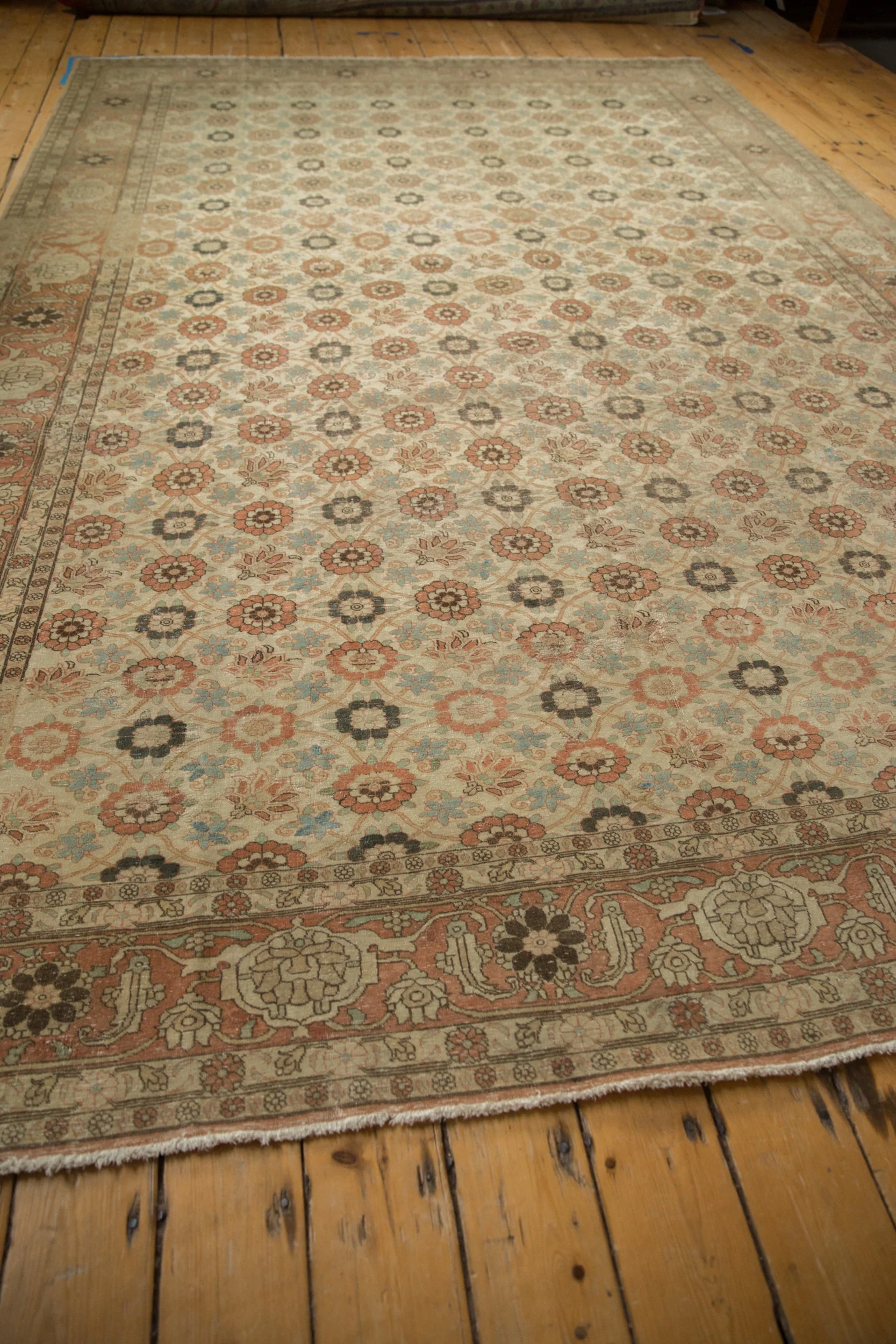 8.5x12.5 Vintage Distressed Qom Carpet - Image 10
