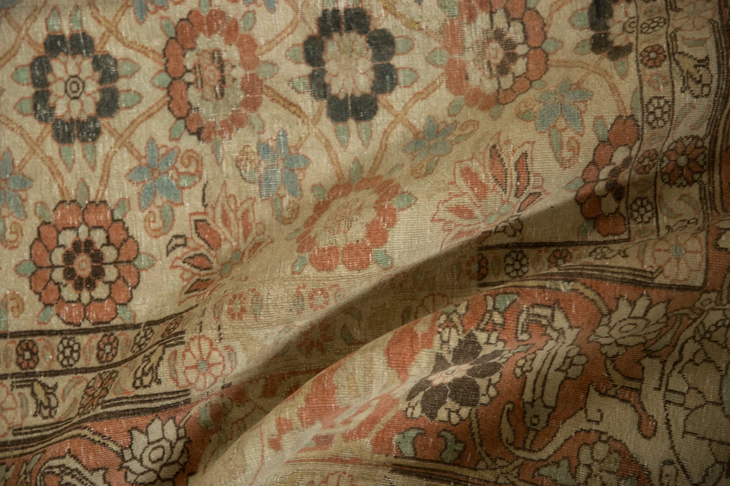 8.5x12.5 Vintage Distressed Qom Carpet - Image 13