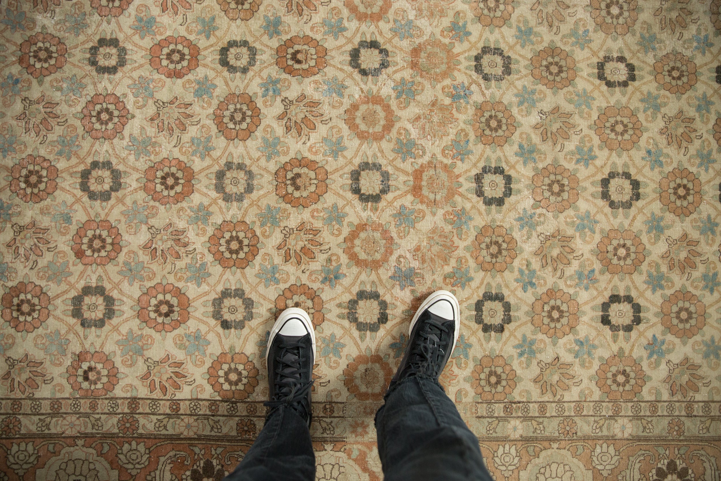 8.5x12.5 Vintage Distressed Qom Carpet - Image 2