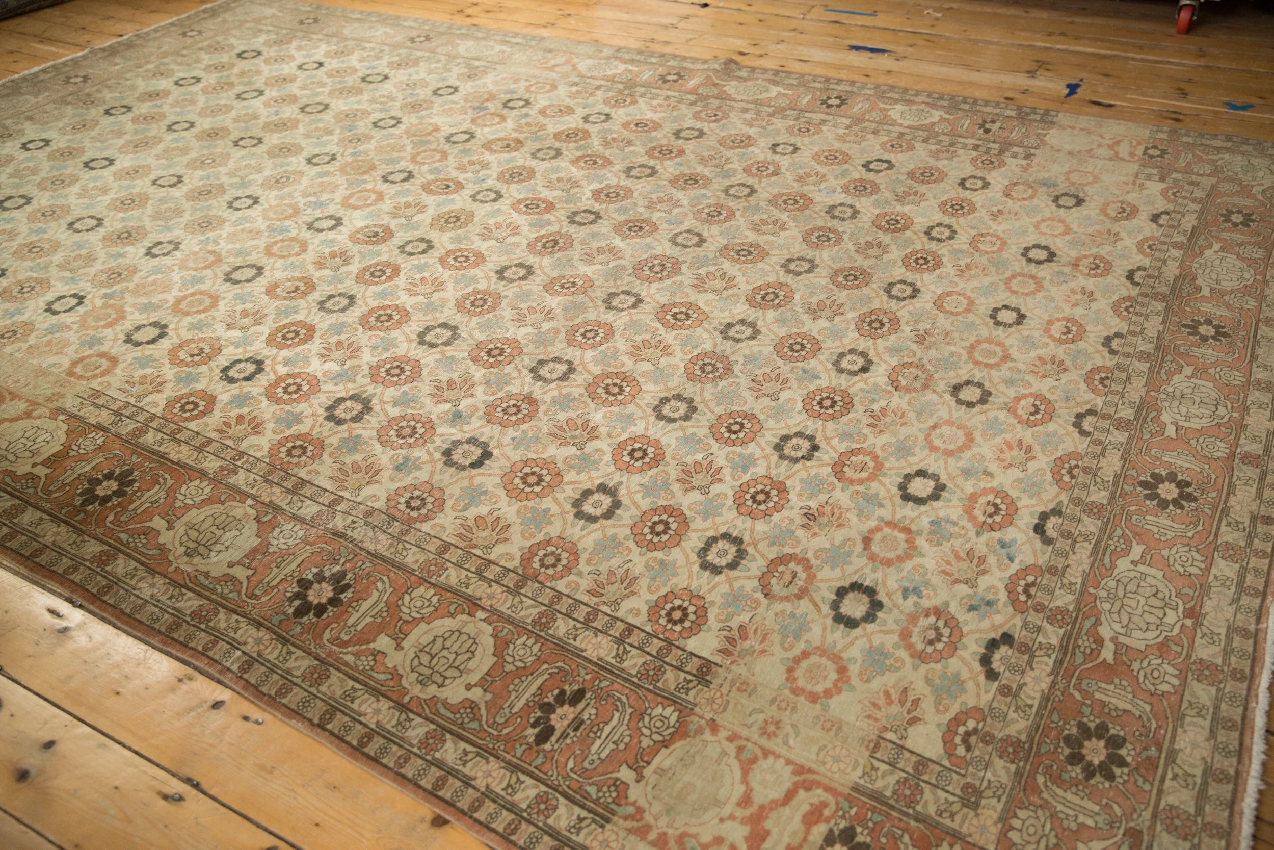 8.5x12.5 Vintage Distressed Qom Carpet - Image 8
