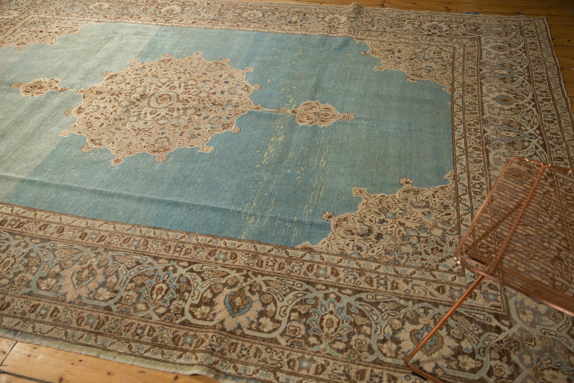 8.5x12.5 Vintage Distressed Tabriz Carpet - Image 3