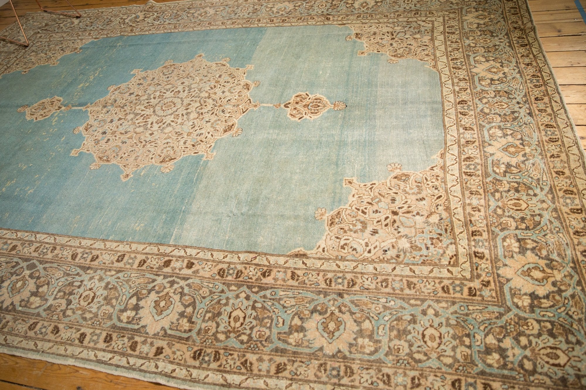 8.5x12.5 Vintage Distressed Tabriz Carpet - Image 8