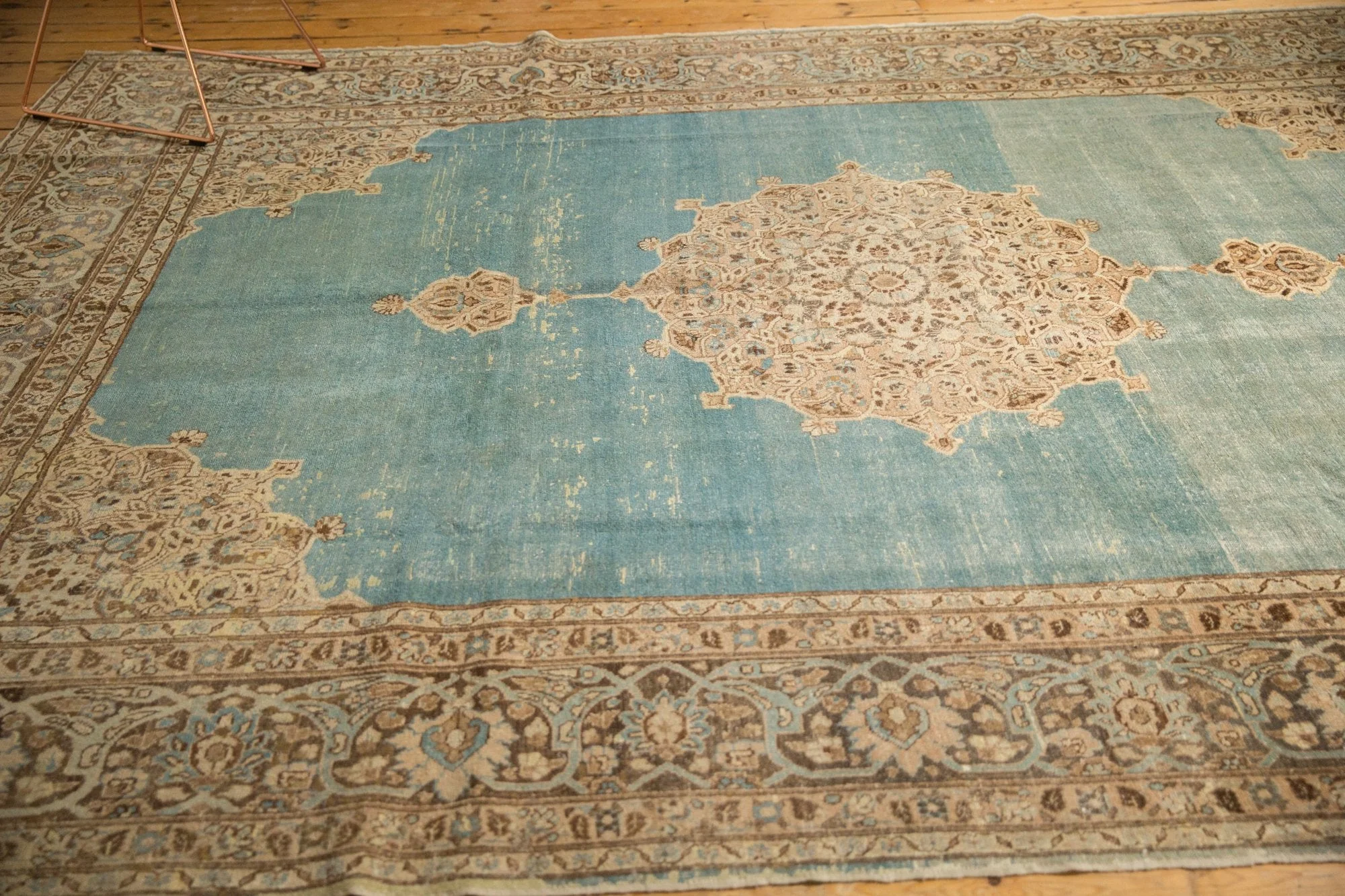 8.5x12.5 Vintage Distressed Tabriz Carpet - Image 9