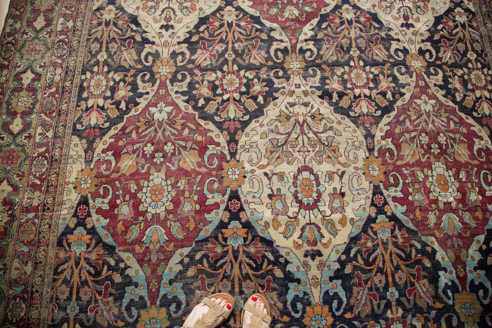 8.5x12 Unusual Antique Lavar Kerman Carpet - Image 17