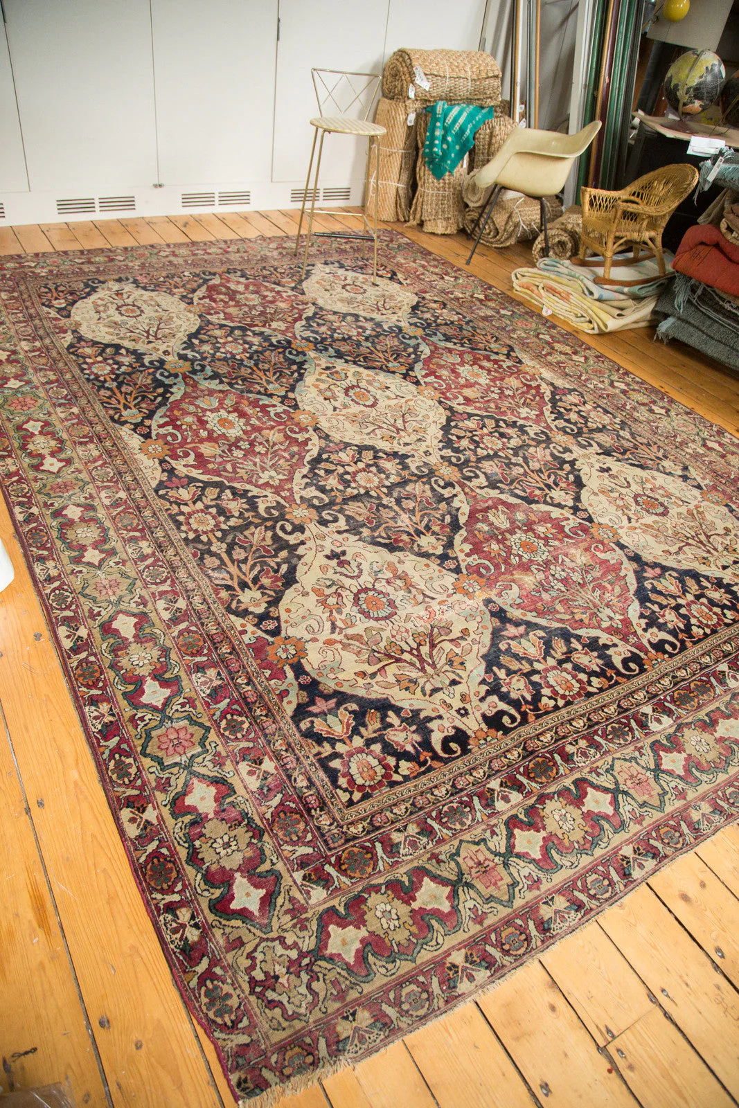 8.5x12 Unusual Antique Lavar Kerman Carpet - Image 5
