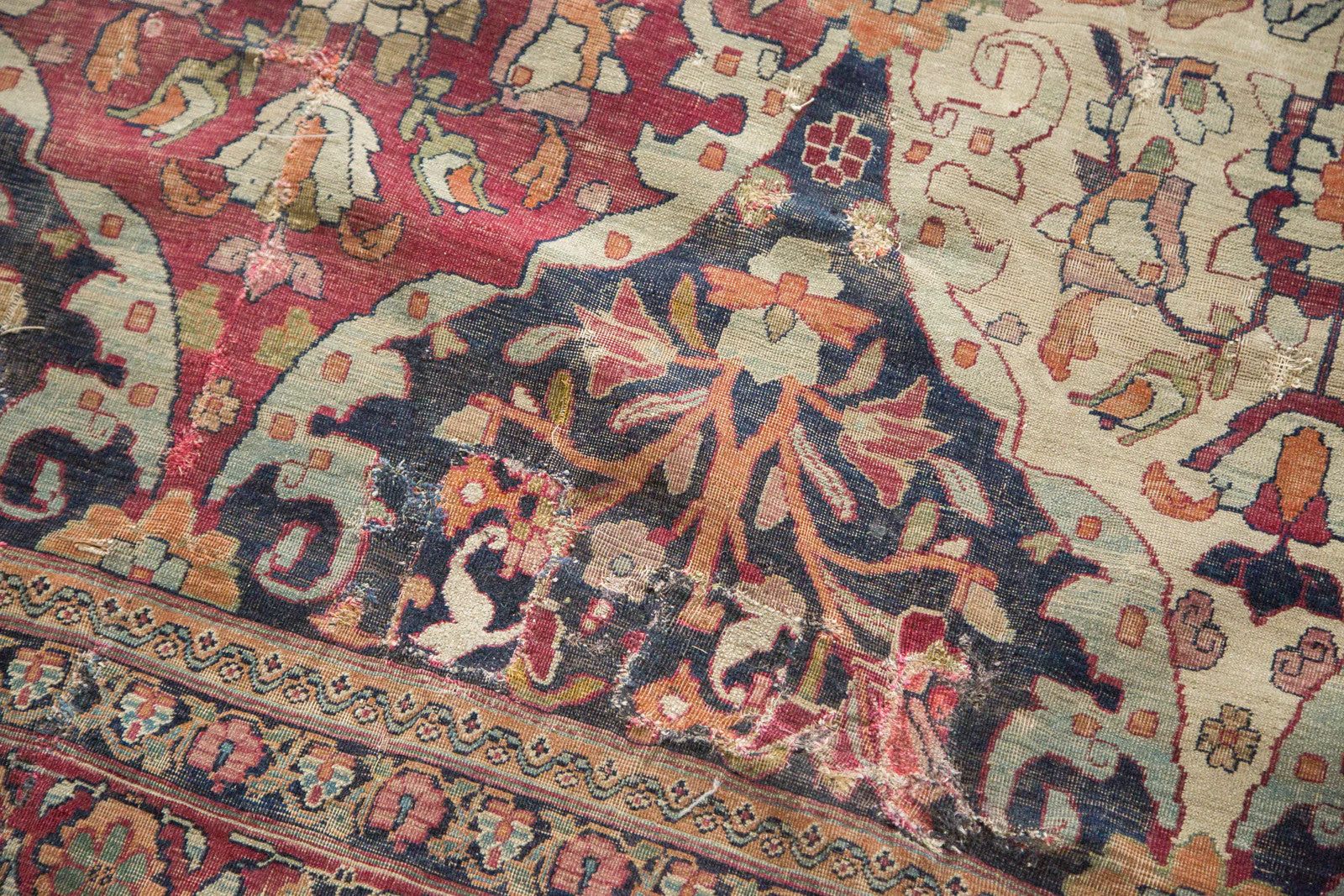 8.5x12 Unusual Antique Lavar Kerman Carpet - Image 9