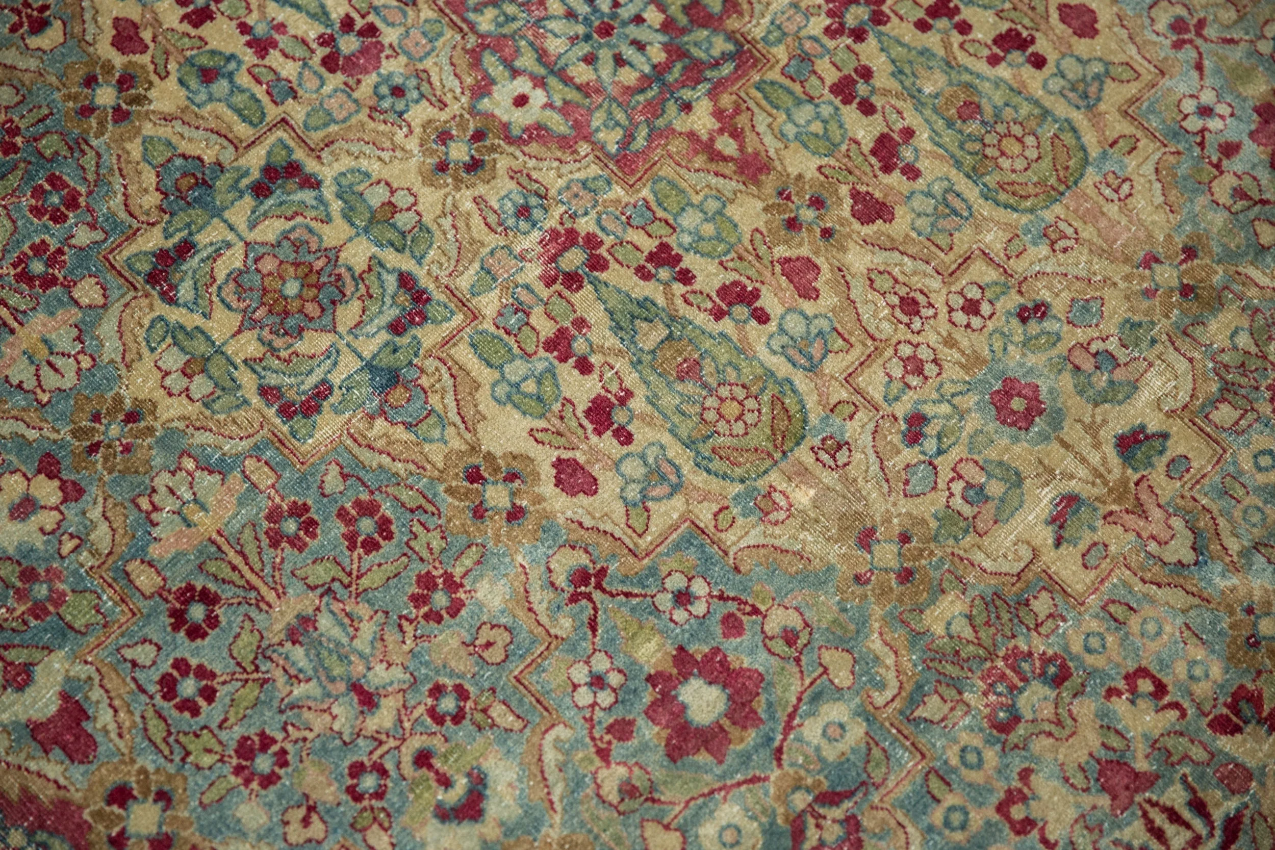 8.5x12 Vintage Distressed Kerman Carpet - Image 11