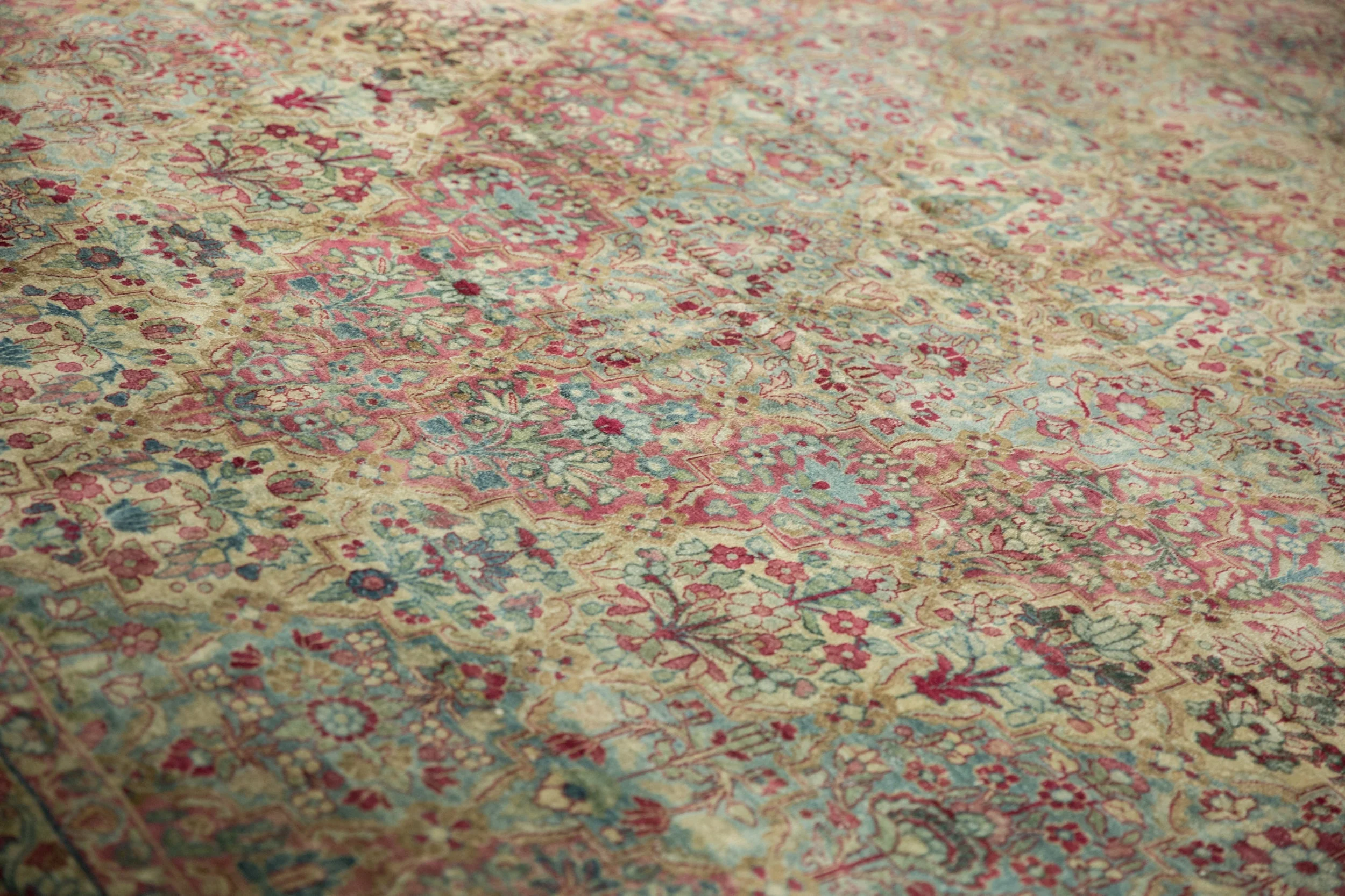 8.5x12 Vintage Distressed Kerman Carpet - Image 6