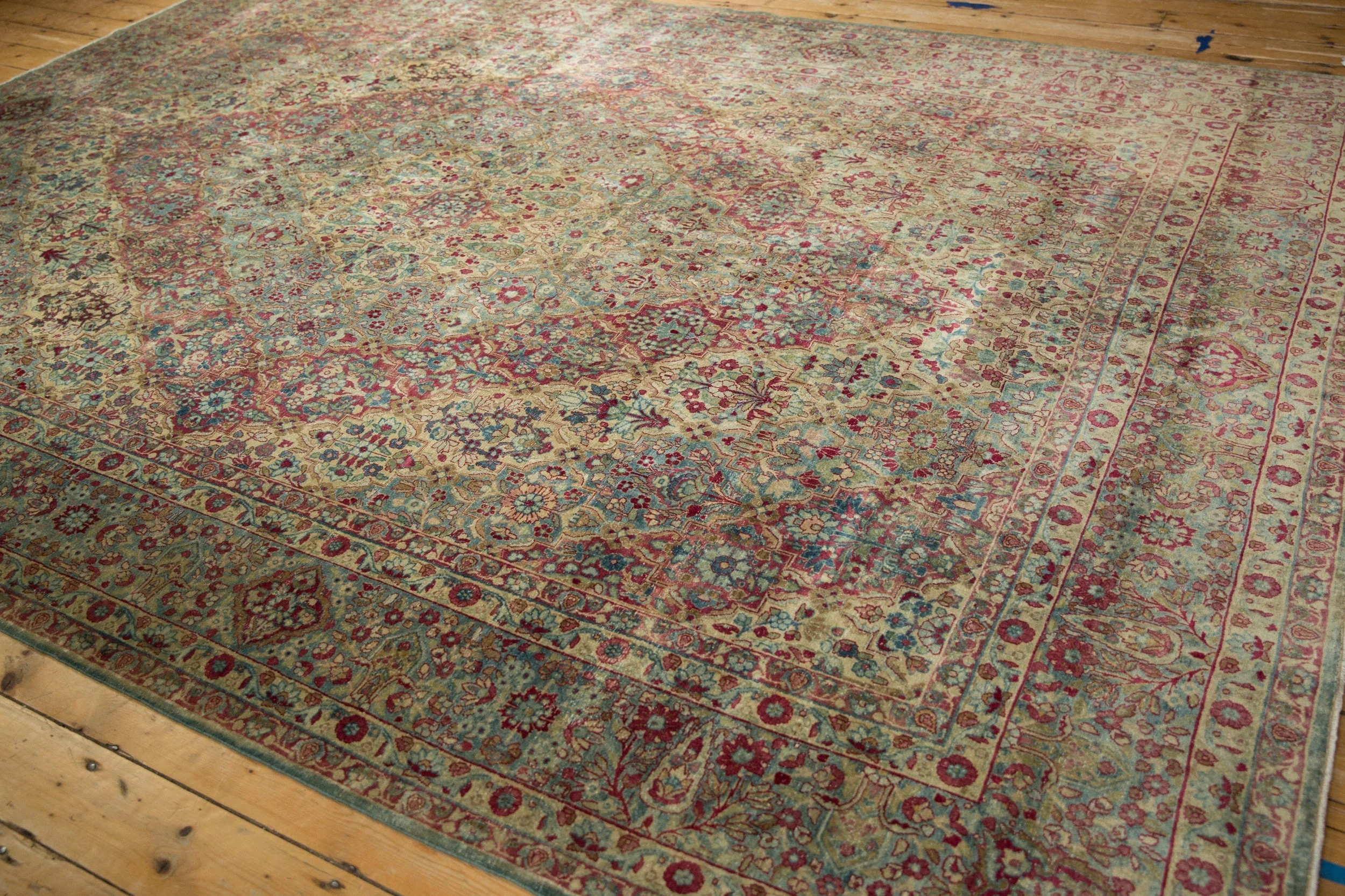8.5x12 Vintage Distressed Kerman Carpet - Image 7