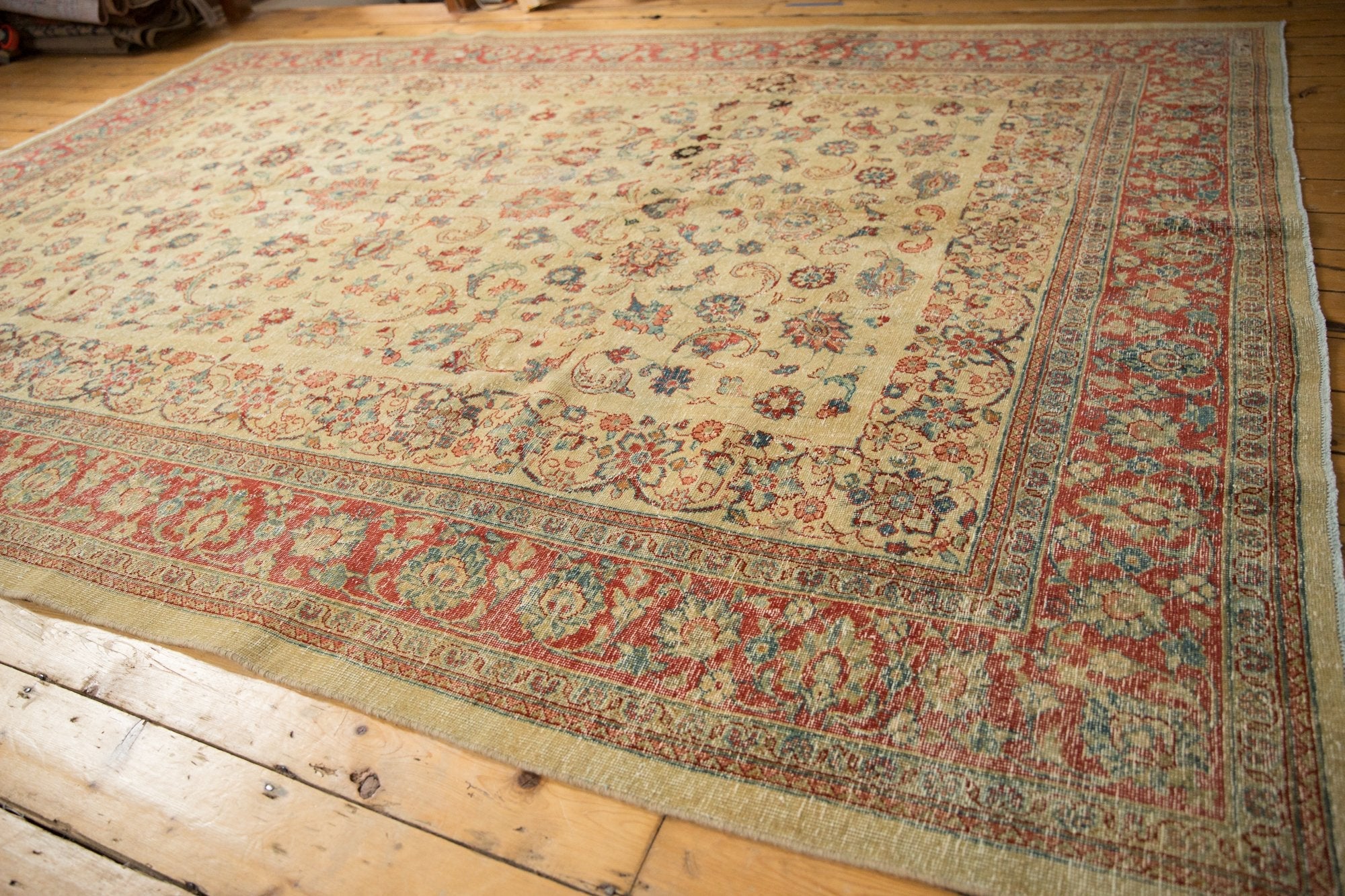 8.5x12 Vintage Distressed Tabriz Carpet - Image 3