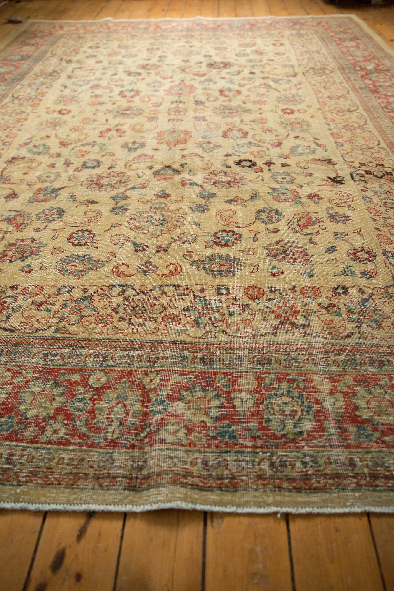 8.5x12 Vintage Distressed Tabriz Carpet - Image 5