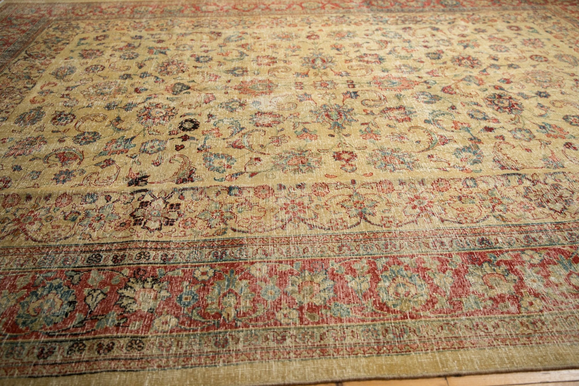 8.5x12 Vintage Distressed Tabriz Carpet - Image 6