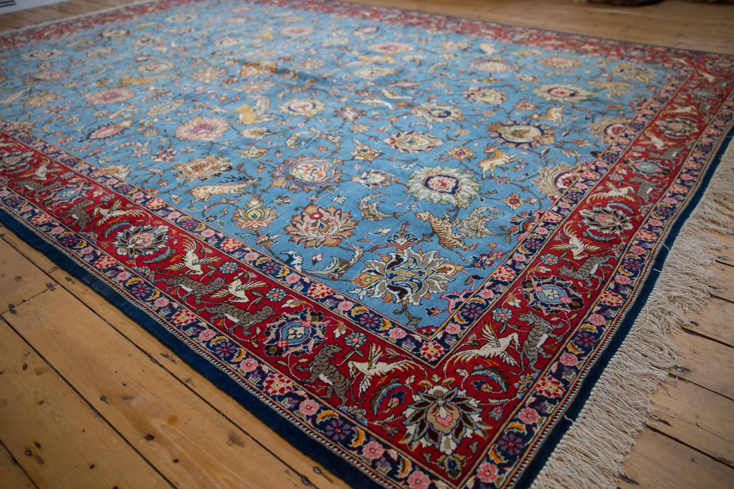 8.5x13 Vintage Qom Carpet - Image 13