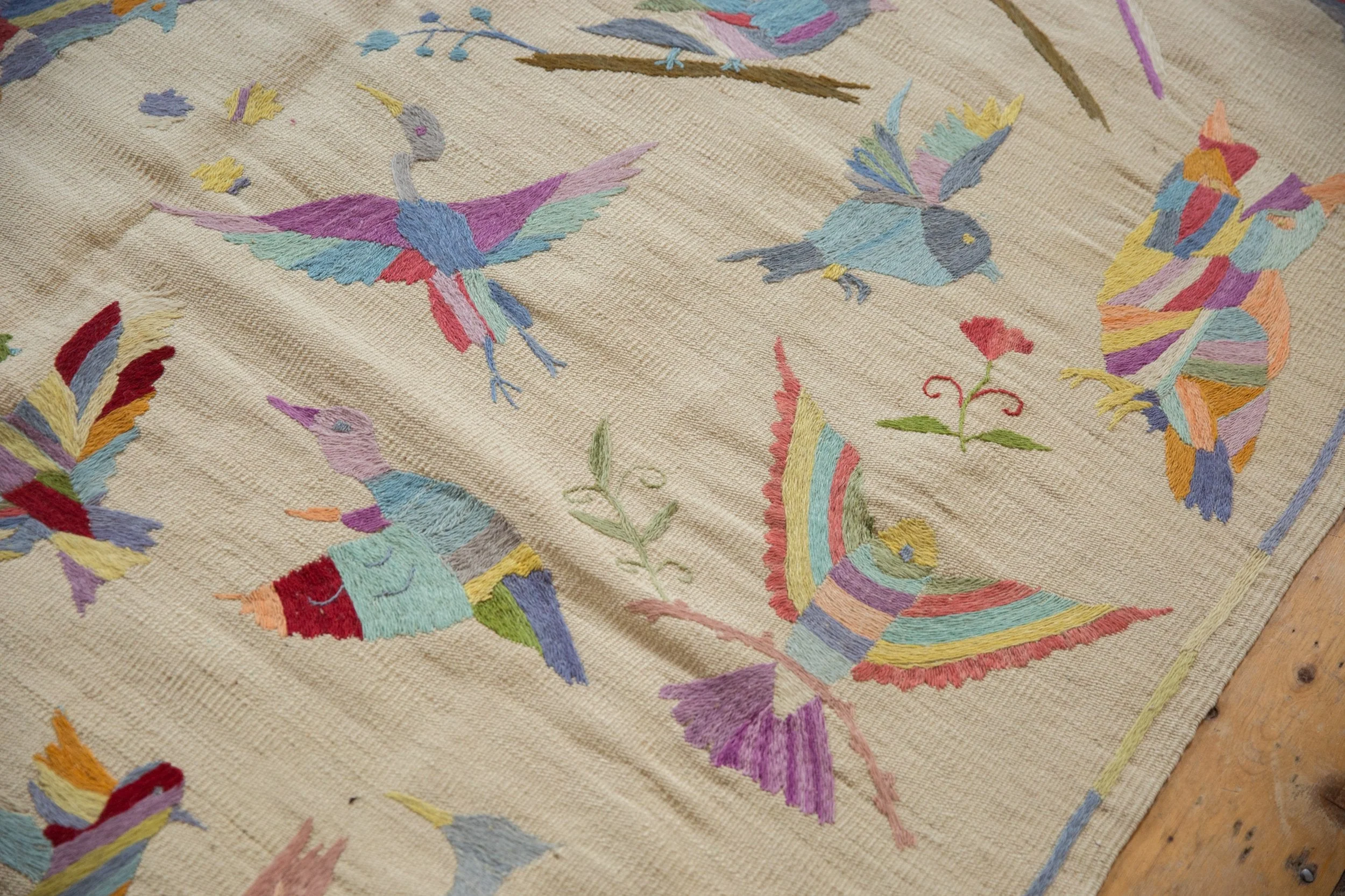 8.5x9.5 Mixed Weave Pakistani Pictorial Kilim Design Square Carpet - Image 7