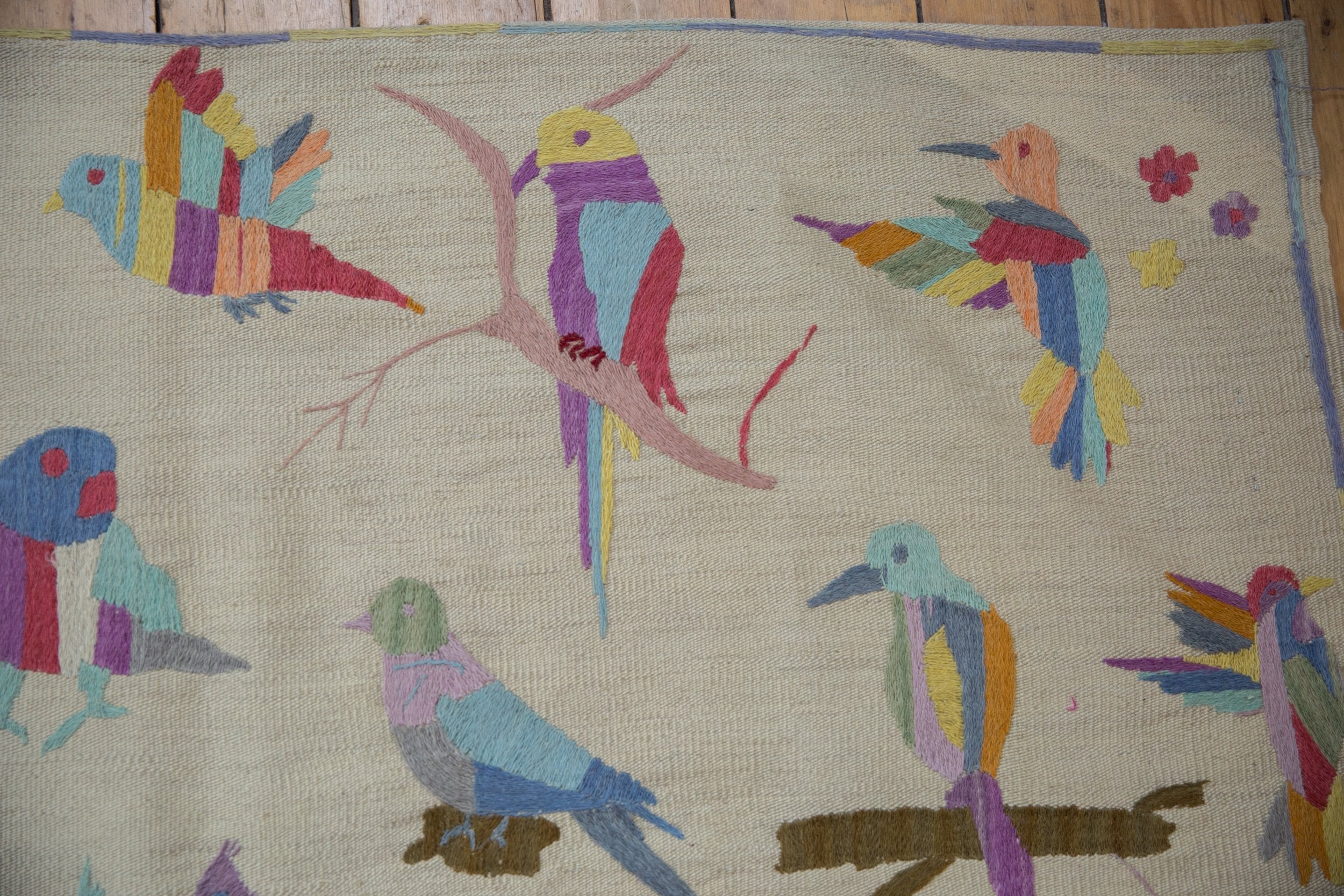 8.5x9.5 Mixed Weave Pakistani Pictorial Kilim Design Square Carpet - Image 9