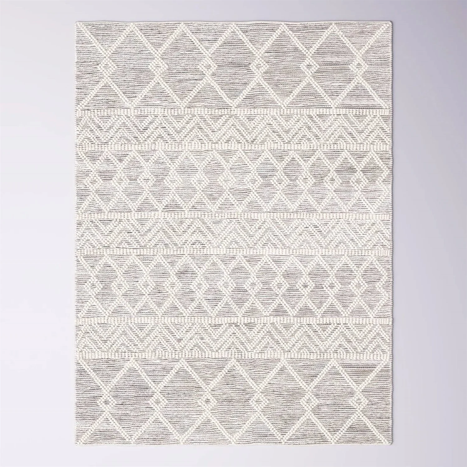 8-ft. x 10-ft. Hand Woven Wool Blend Grey Beige Ivory Persian Style Area Rug - Image 3