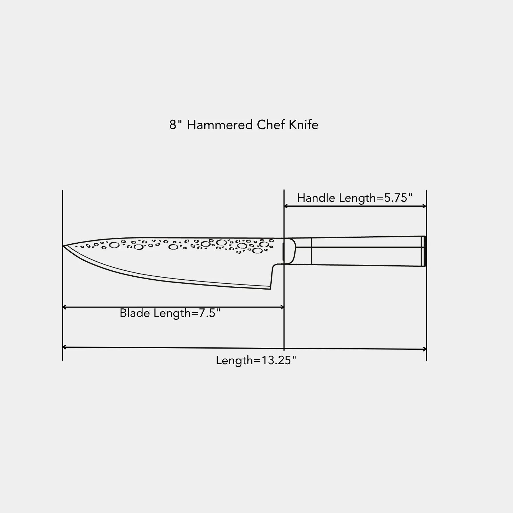 8" Hammered Chef Knife - Image 4