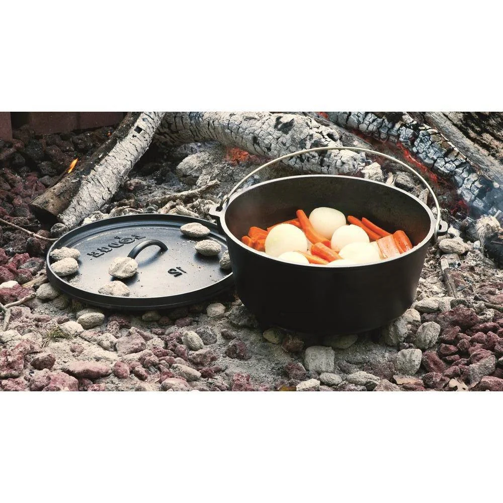 8-Quart Deep Seasoned Cast Iron Dutch Oven with Lid and Metal Handle - Image 2