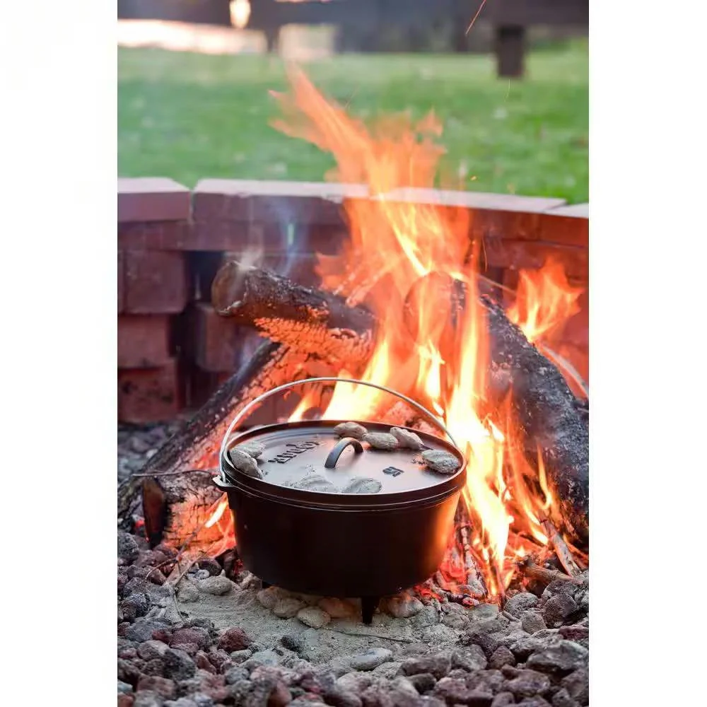 8-Quart Deep Seasoned Cast Iron Dutch Oven with Lid and Metal Handle - Image 3