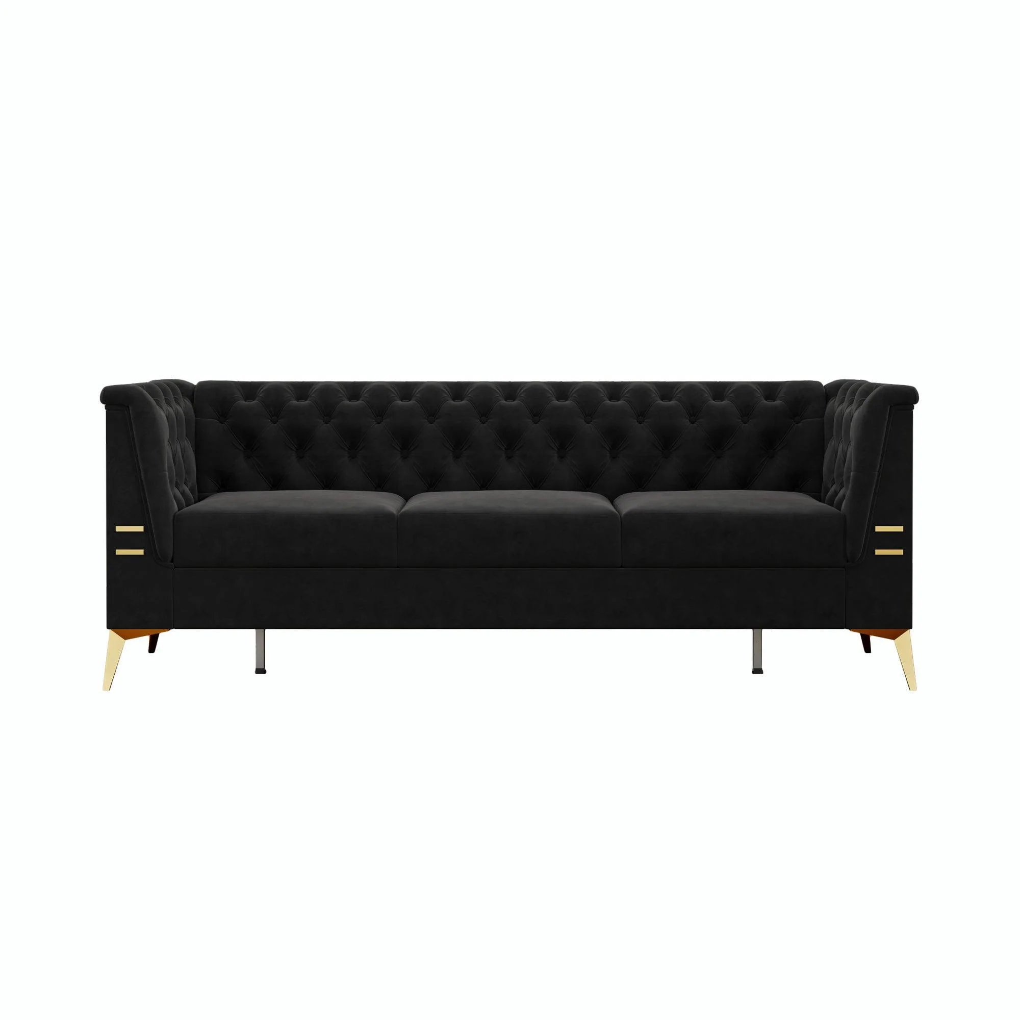 82.7" Modern Velvet Living Room Chesterfield Design Wide Sofa - Image 2