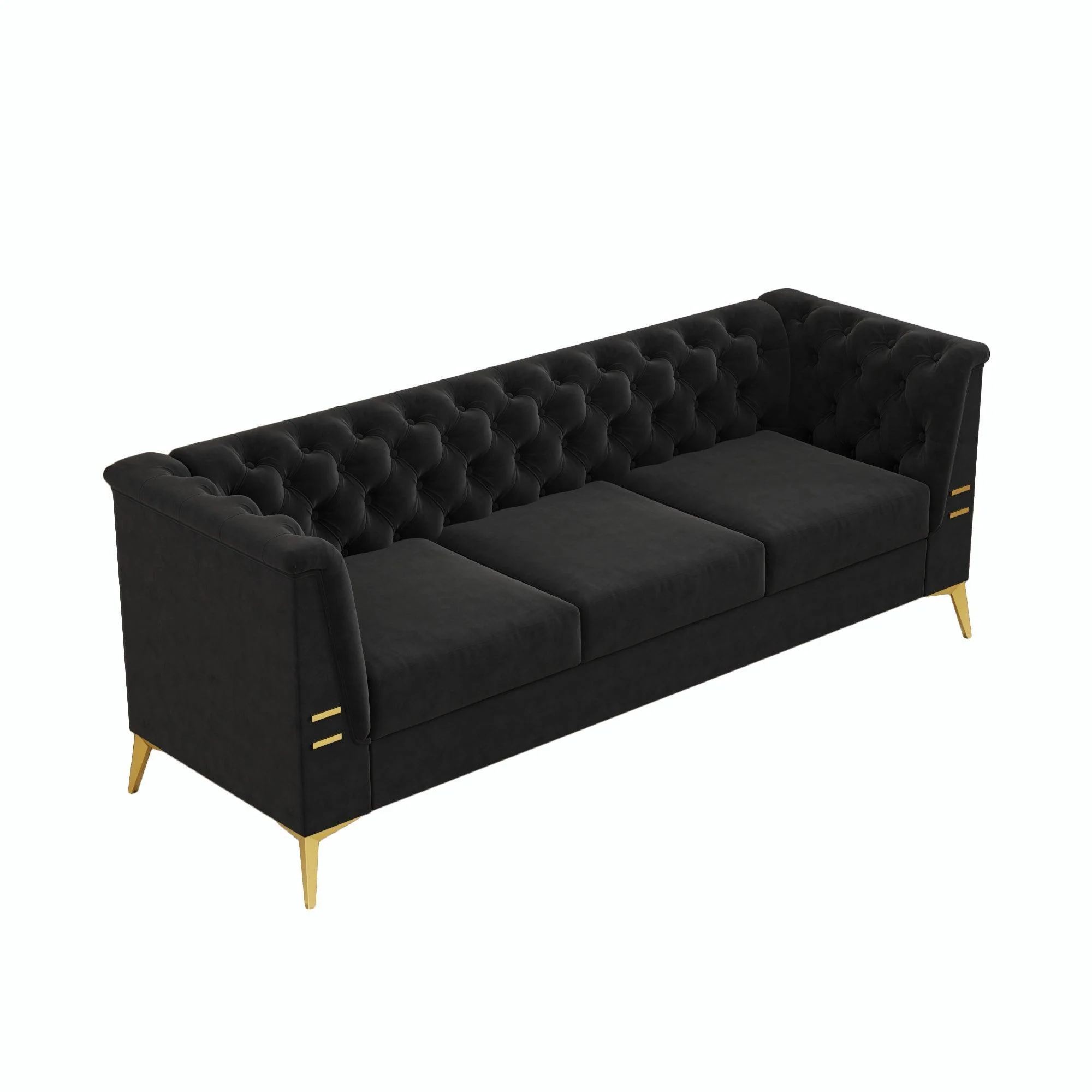 82.7" Modern Velvet Living Room Chesterfield Design Wide Sofa - Image 6