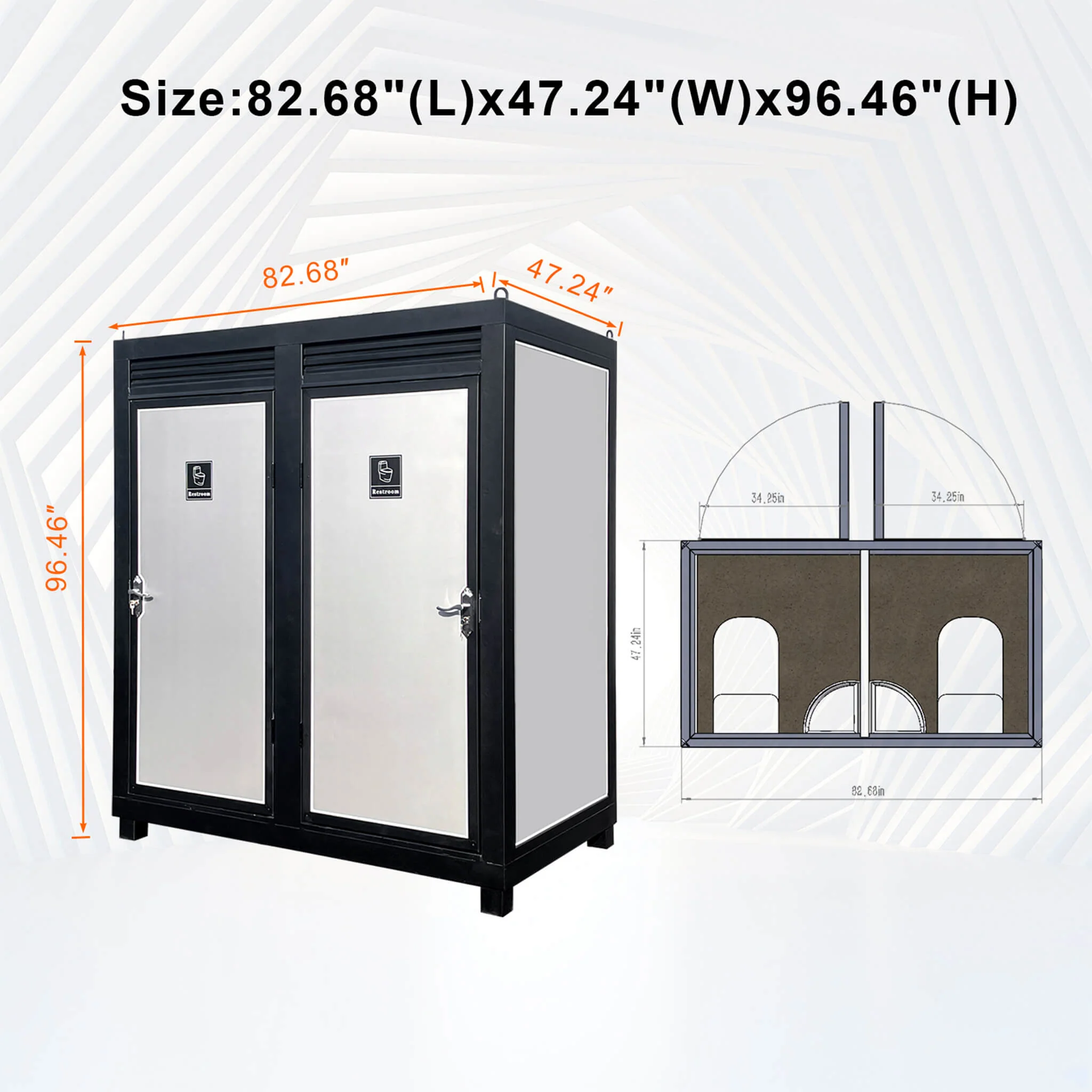 82-Inch Two-Person Portable Outdoor Toilet Cabin With Light, Sink And Fan (SAK50123) - Image 11