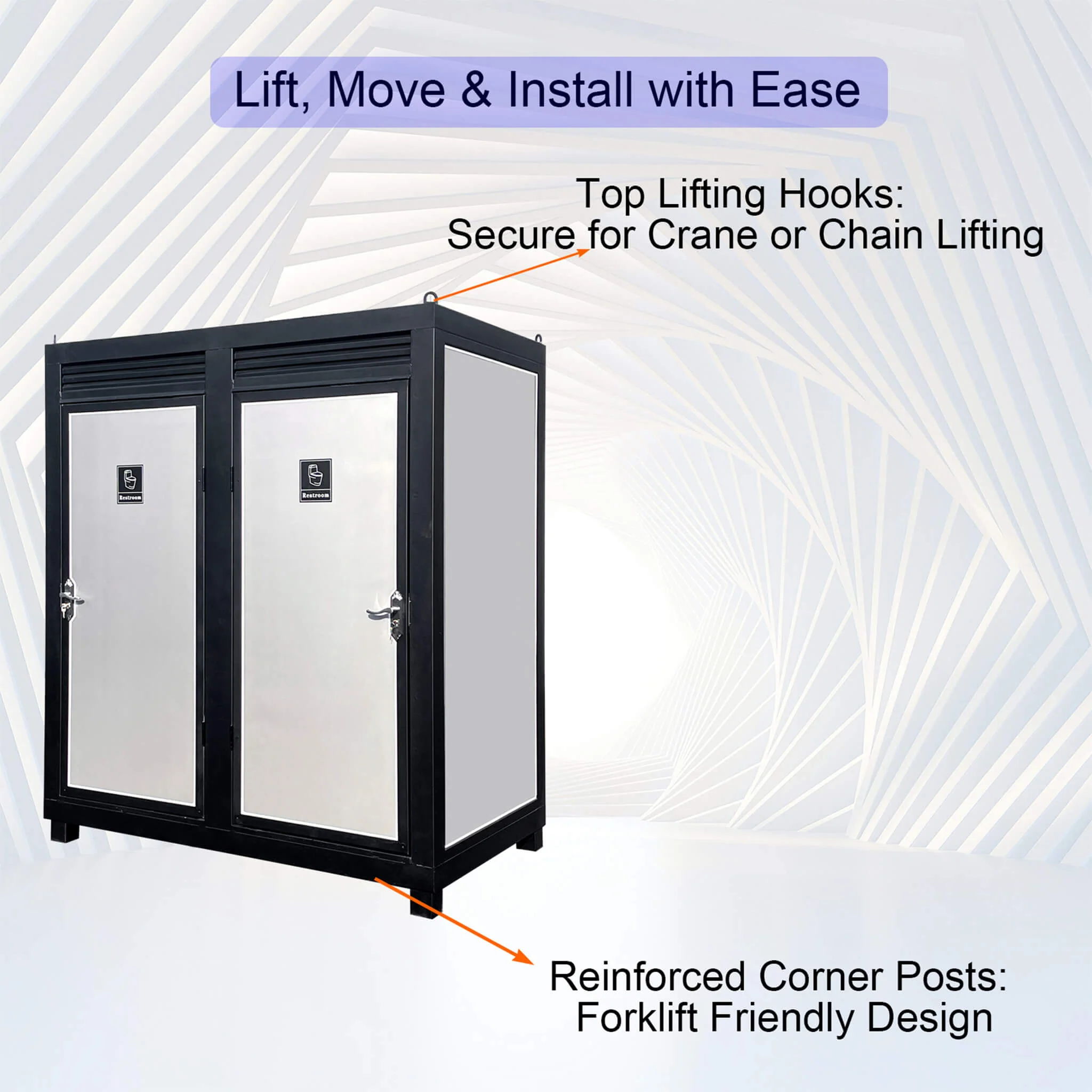 82-Inch Two-Person Portable Outdoor Toilet Cabin With Light, Sink And Fan (SAK50123) - Image 4