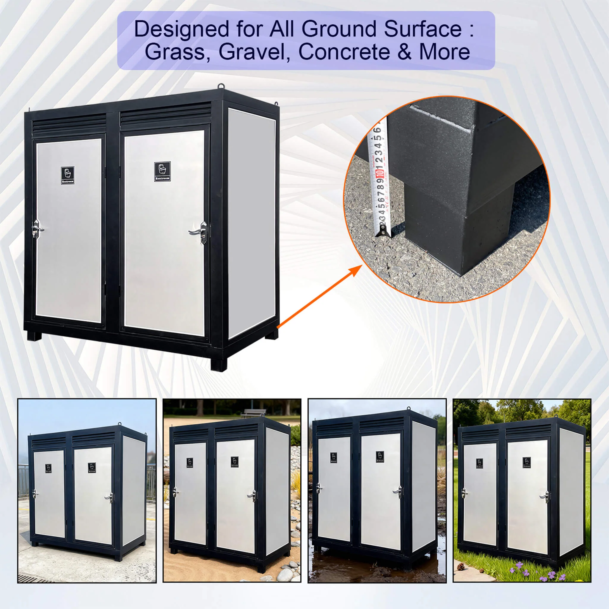 82-Inch Two-Person Portable Outdoor Toilet Cabin With Light, Sink And Fan (SAK50123) - Image 8