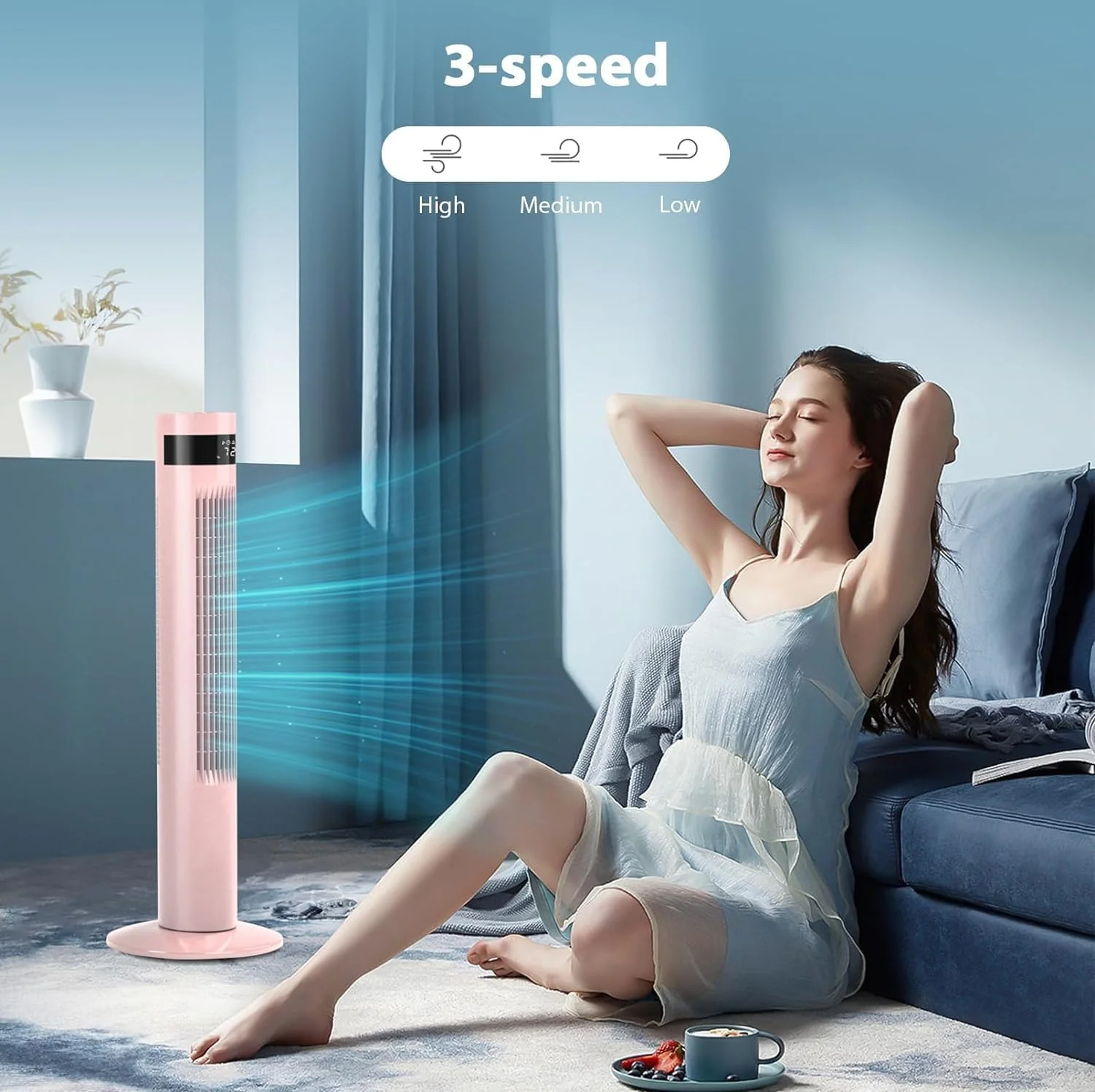85° Oscillating Bladeless Tower Fan with 24ft/s Velocity - Image 13
