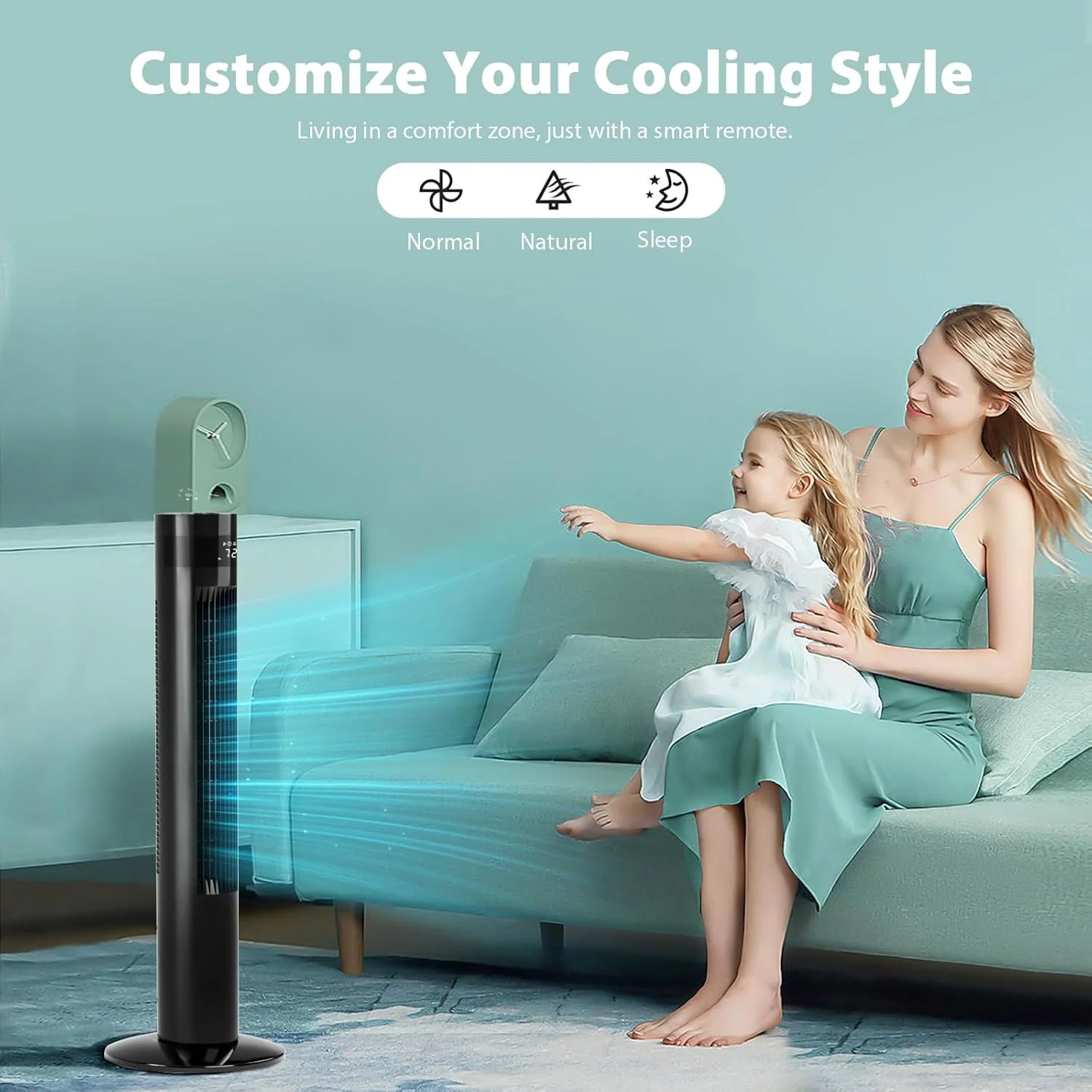 85° Oscillating Bladeless Tower Fan with 24ft/s Velocity - Image 19