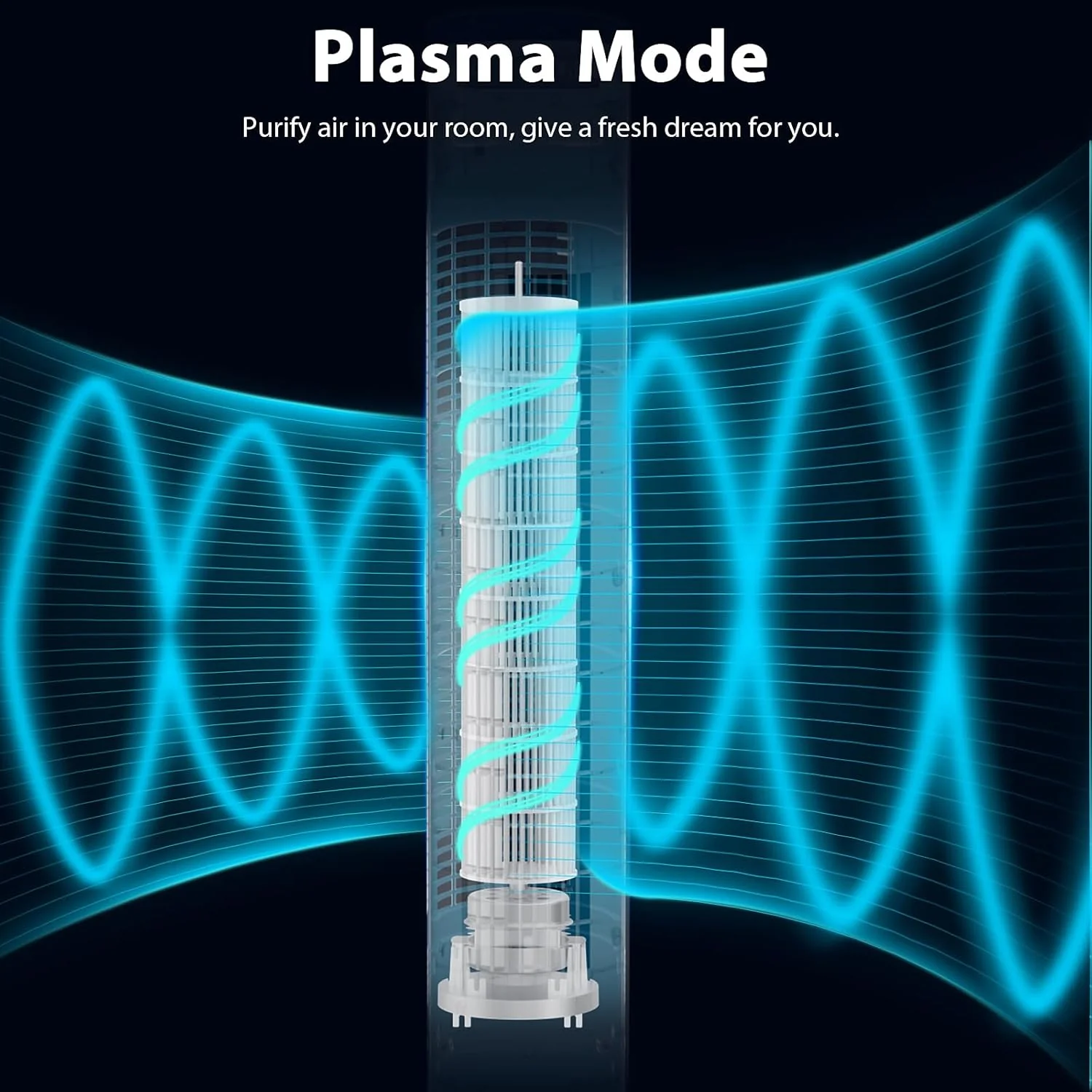 85° Oscillating Bladeless Tower Fan with 24ft/s Velocity - Image 6