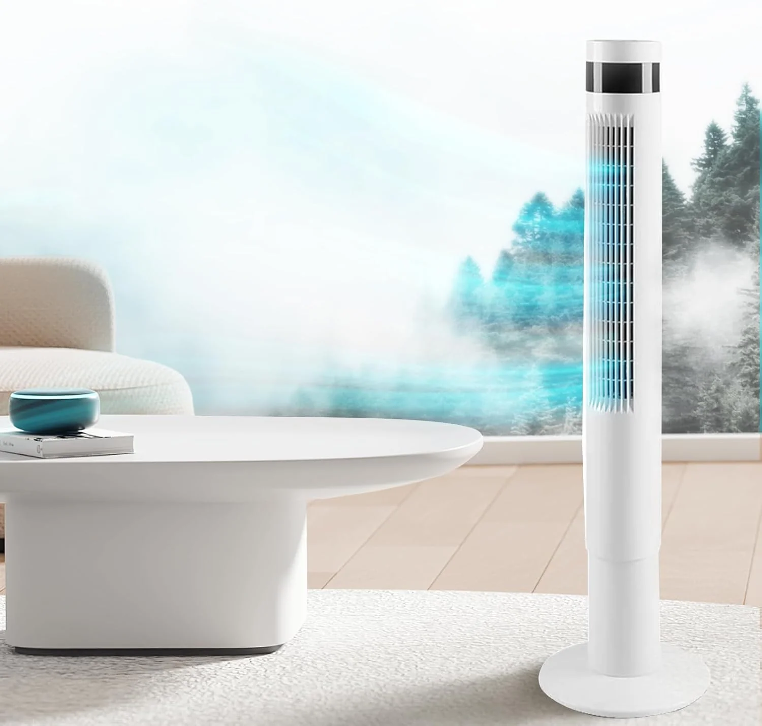 85° Oscillating Bladeless Tower Fan with 24ft/s Velocity - Image 9
