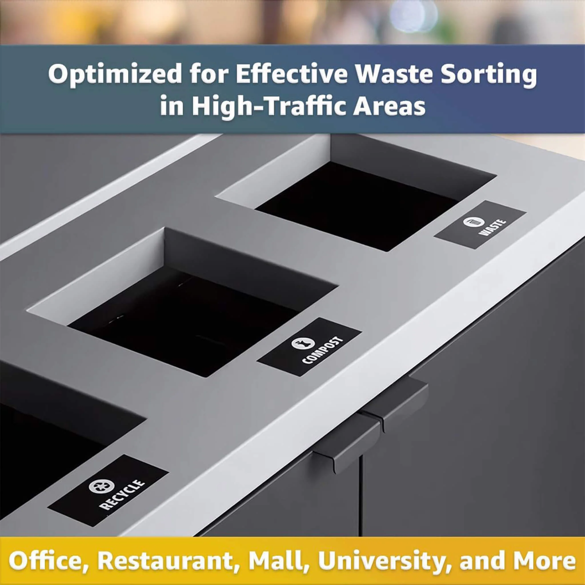 86-Gallon Heavy-Duty Commercial Steel Three-Stream Trash Can Cabinet With Tray Holder (SAK31860) - Image 3