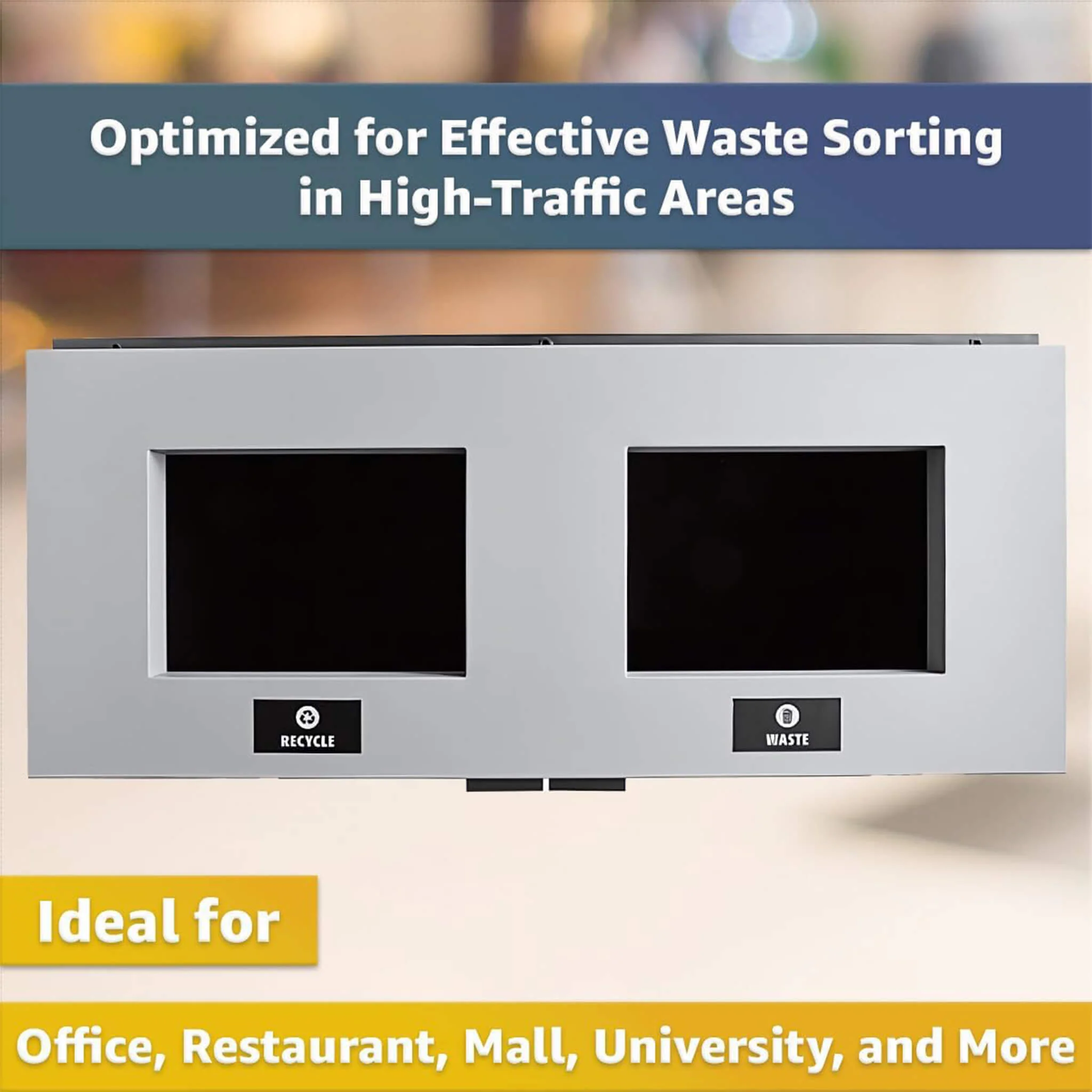 86-Gallon Heavy-Duty Commercial Steel Two-Stream Trash Can Cabinet (SAK74623) - Image 4