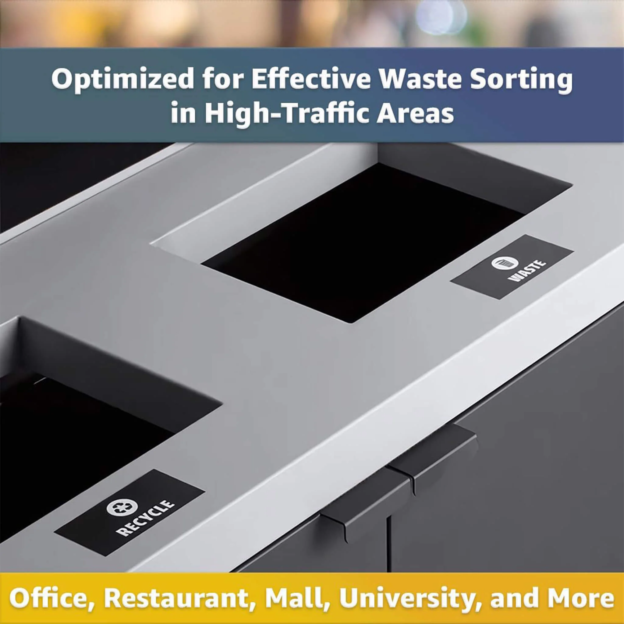 86-Gallon Heavy-Duty Commercial Steel Two-Stream Trash Can Cabinet With Panel (SAK73108) - Image 3