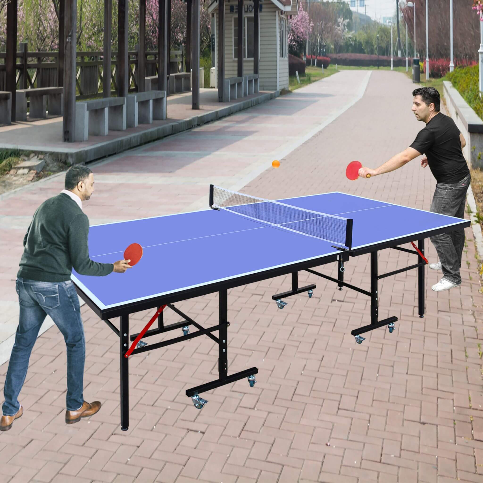 8FT Foldable Midsize Table Tennis Table Set With Paddles, Balls, And Net (SAK14735) - Image 11