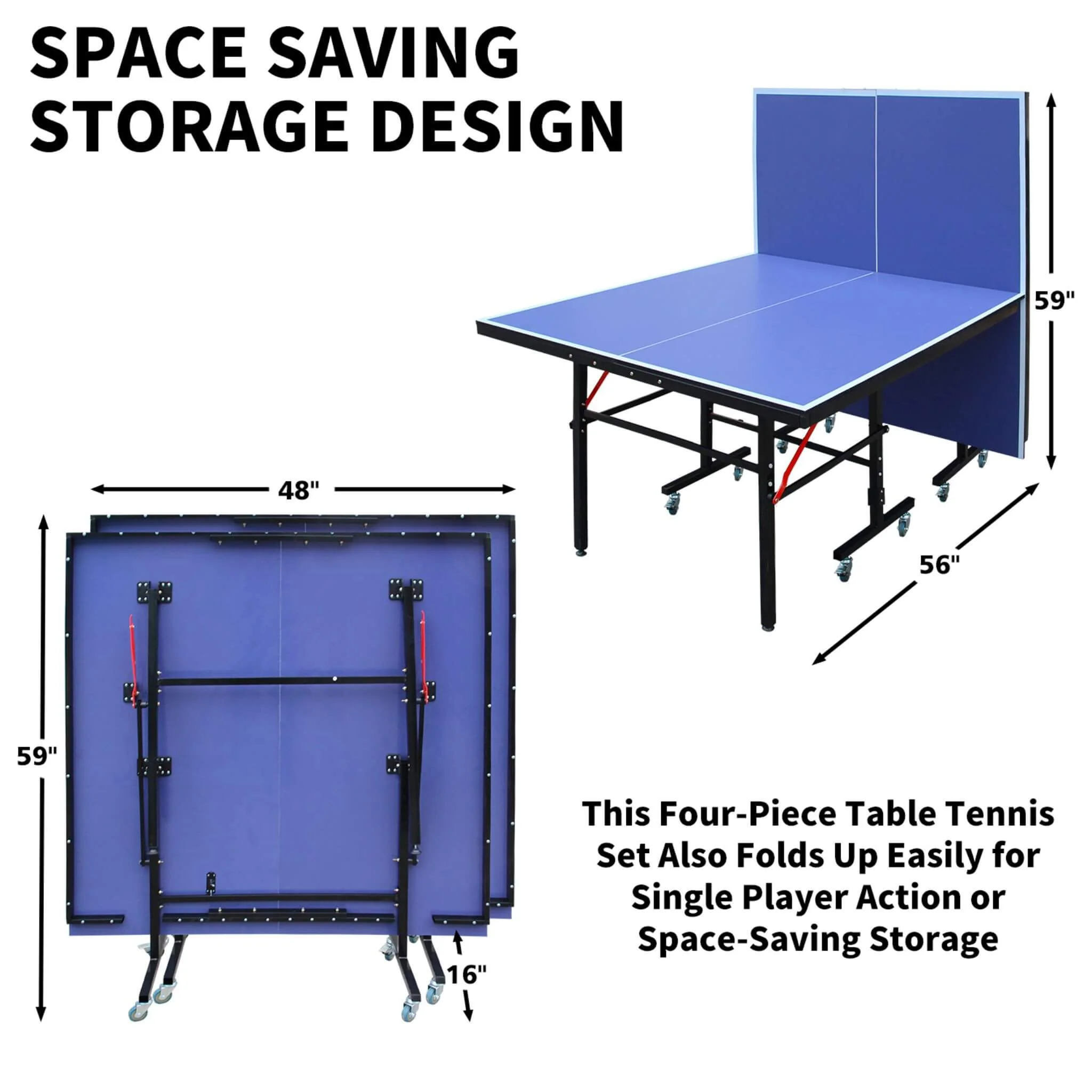 8FT Foldable Midsize Table Tennis Table Set With Paddles, Balls, And Net (SAK14735) - Image 12